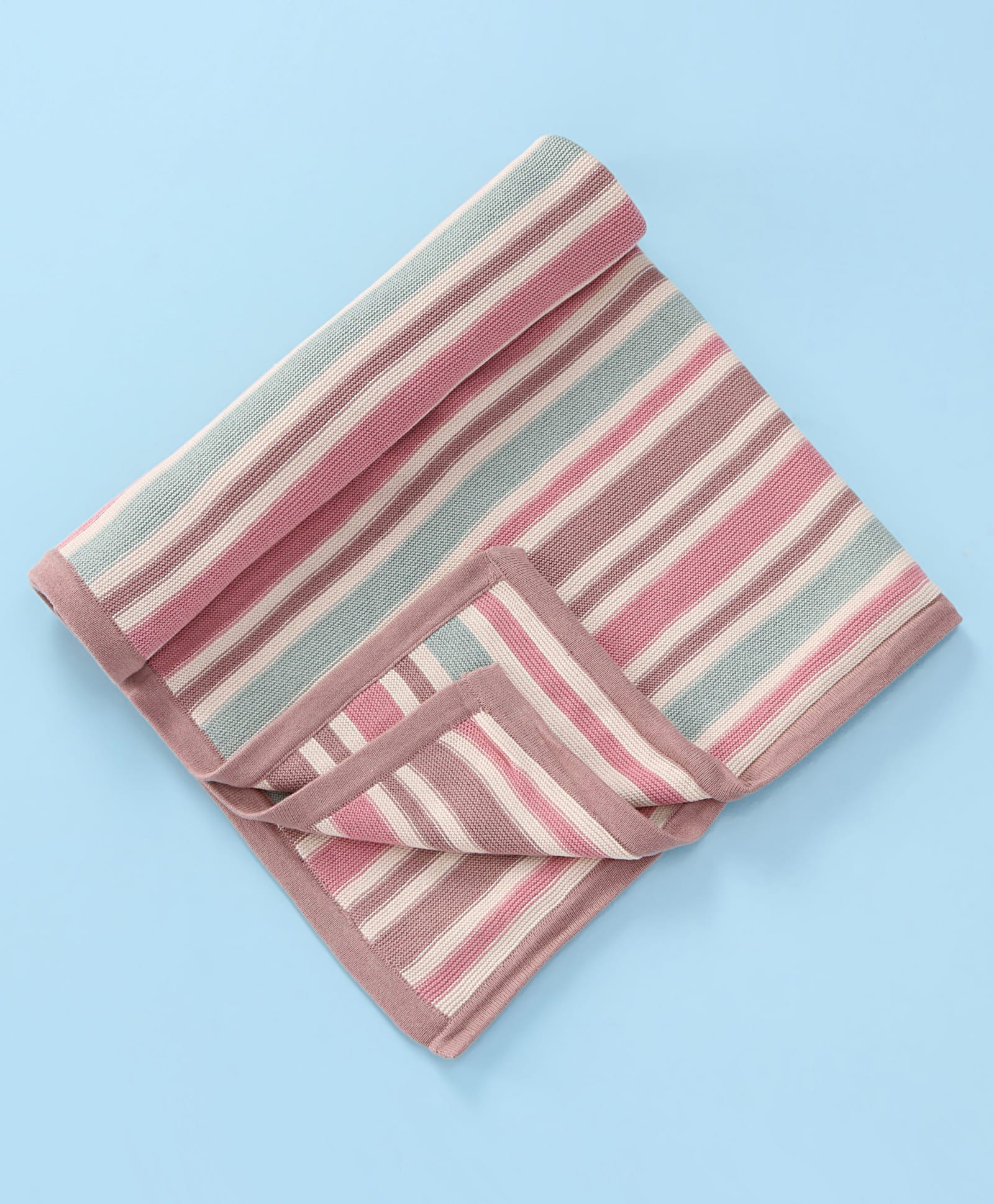 ToffyHouse 100% Cotton Flat Knit Striped Towel L 110 x B 76 cm- Pink & Blue-image-37