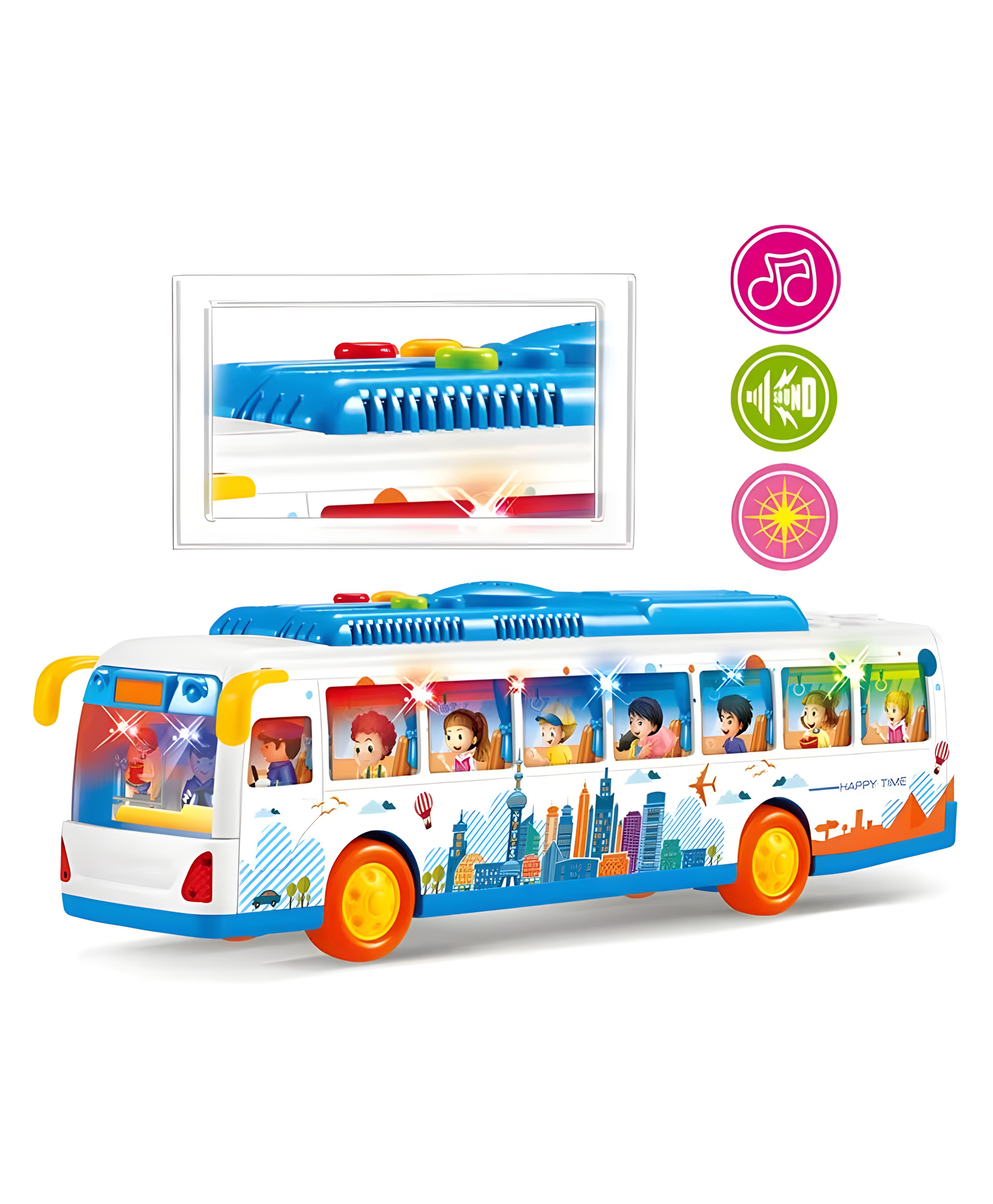 YAMAMA Musical Toy City Bus Toys For Kids Friction Public Bus Activity Toy Vehicle With Music Sounds And Lights - Multicolor-picture-22