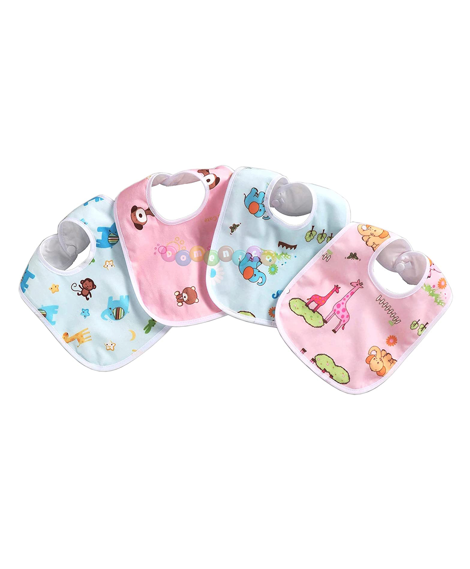 DOMENICO Feeding Bibs With Snap Button Closure Pack of 4 - Multicolour-picture-22