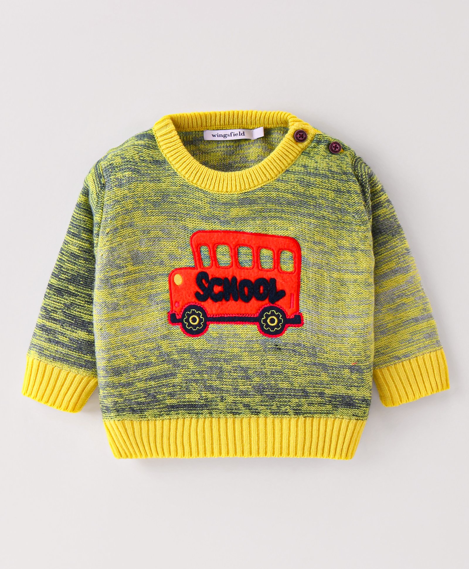 Wingsfield Full Sleeves Bus Embroidered Sweater - Lime Green-image-34