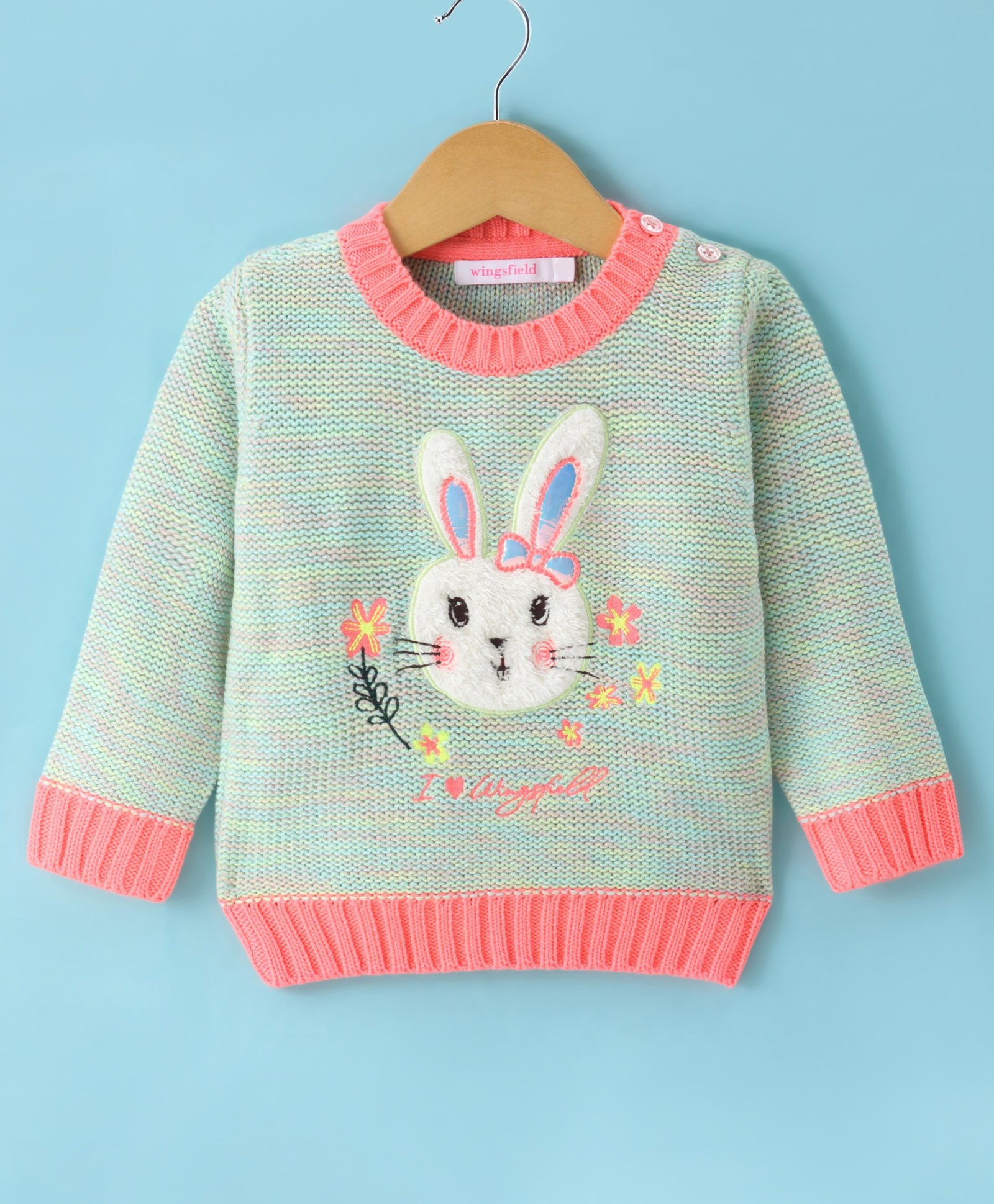 Wingsfield Full Sleeves Rabbit Embroidered Sweater - Multi Colour-image-24