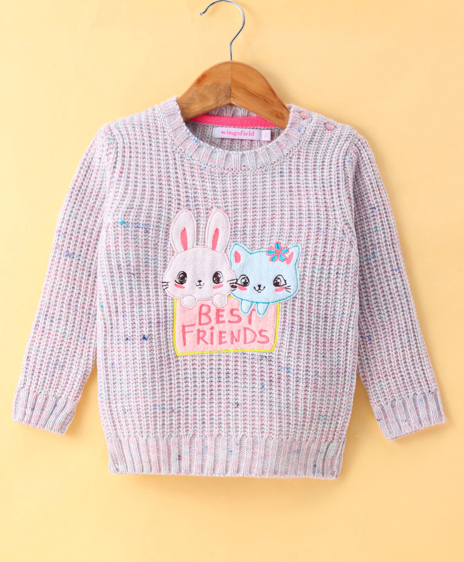 Wingsfield Full Sleeves Animal Embroidered Sweater - Pink-picture-12