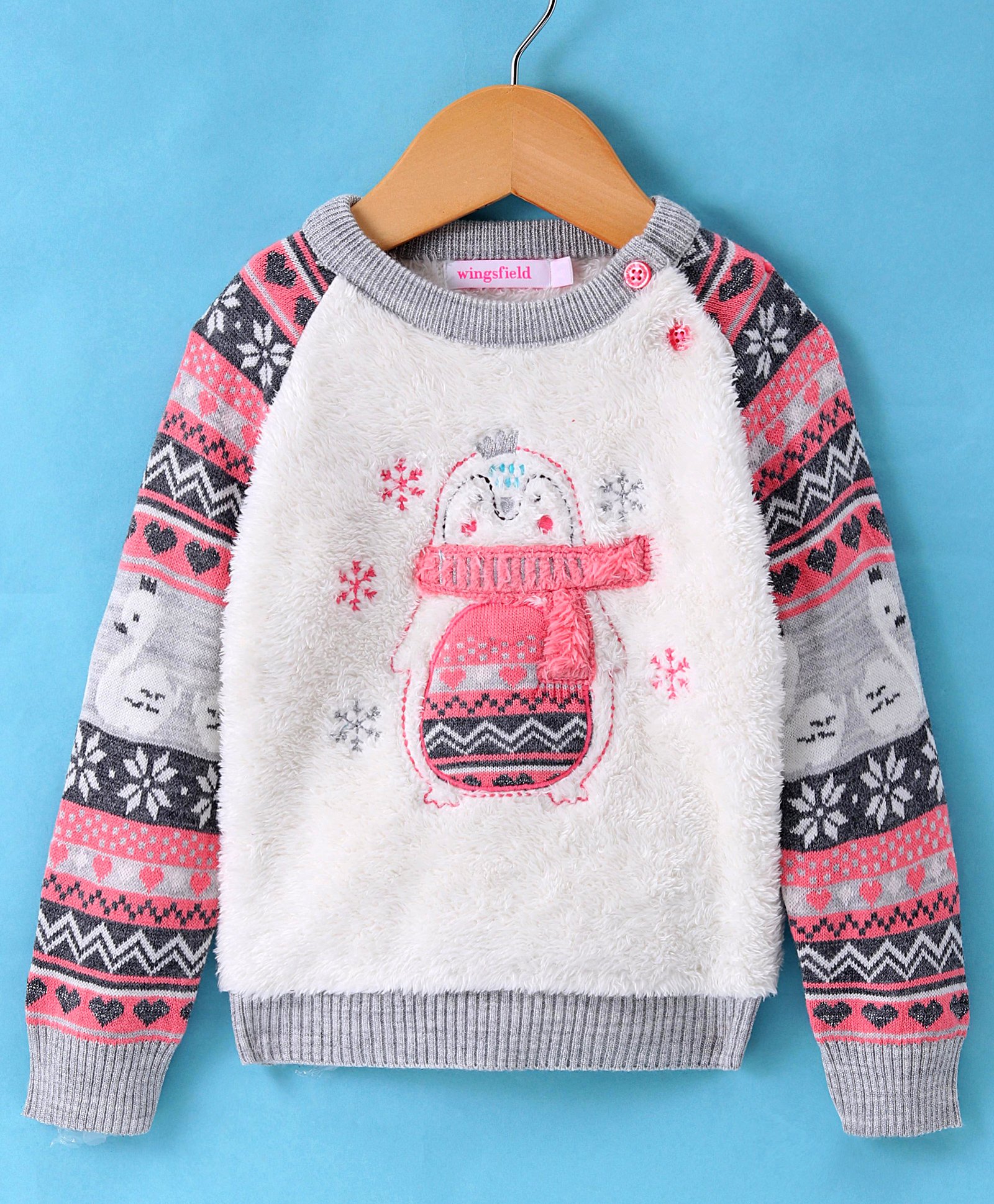 Wingsfield Full Sleeves Penguin Embroidered Sweater - Multi Colour-image-36