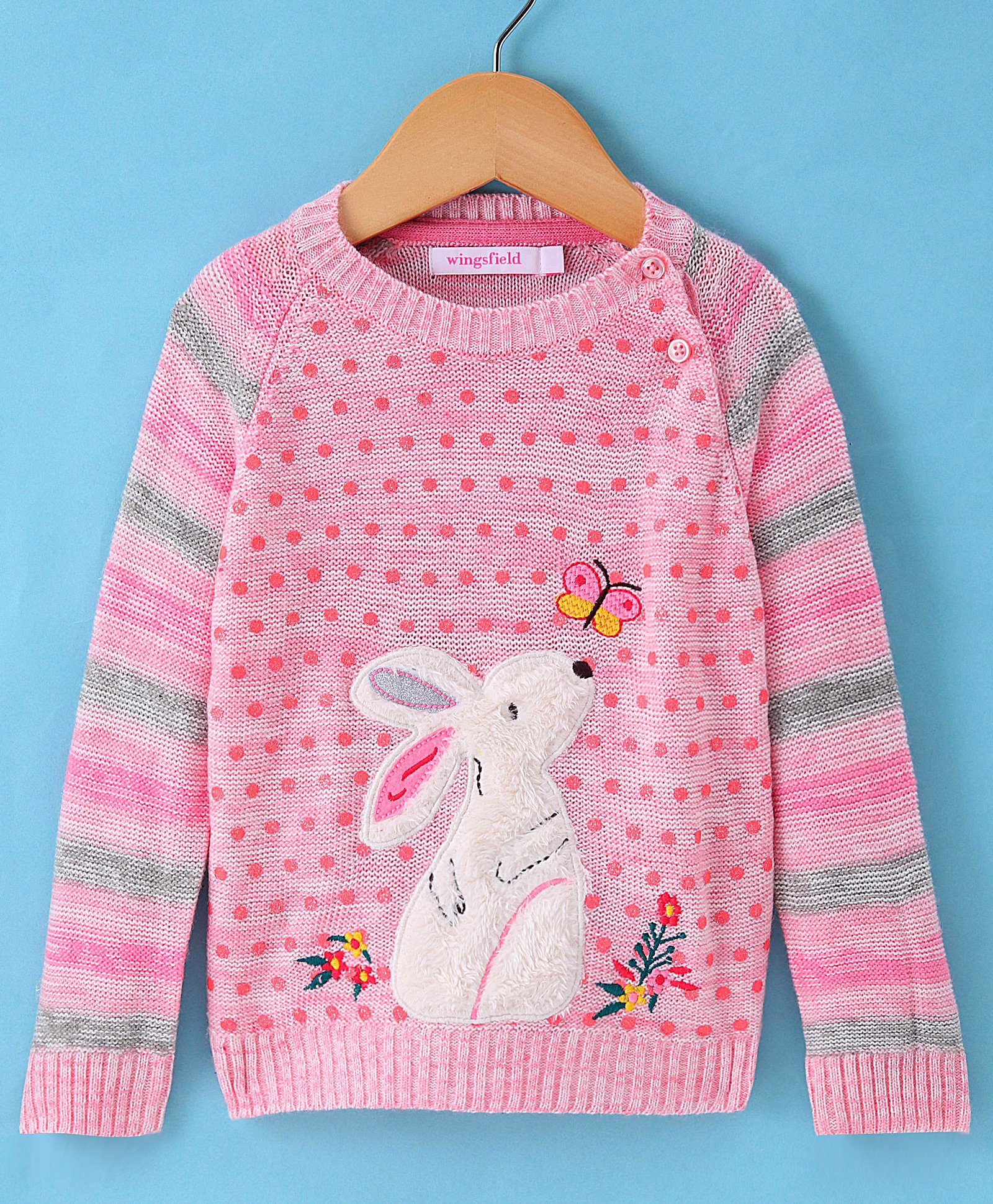 Wingsfield Full Sleeves Animal & Floral Embroidered Sweater - Pink-picture-32