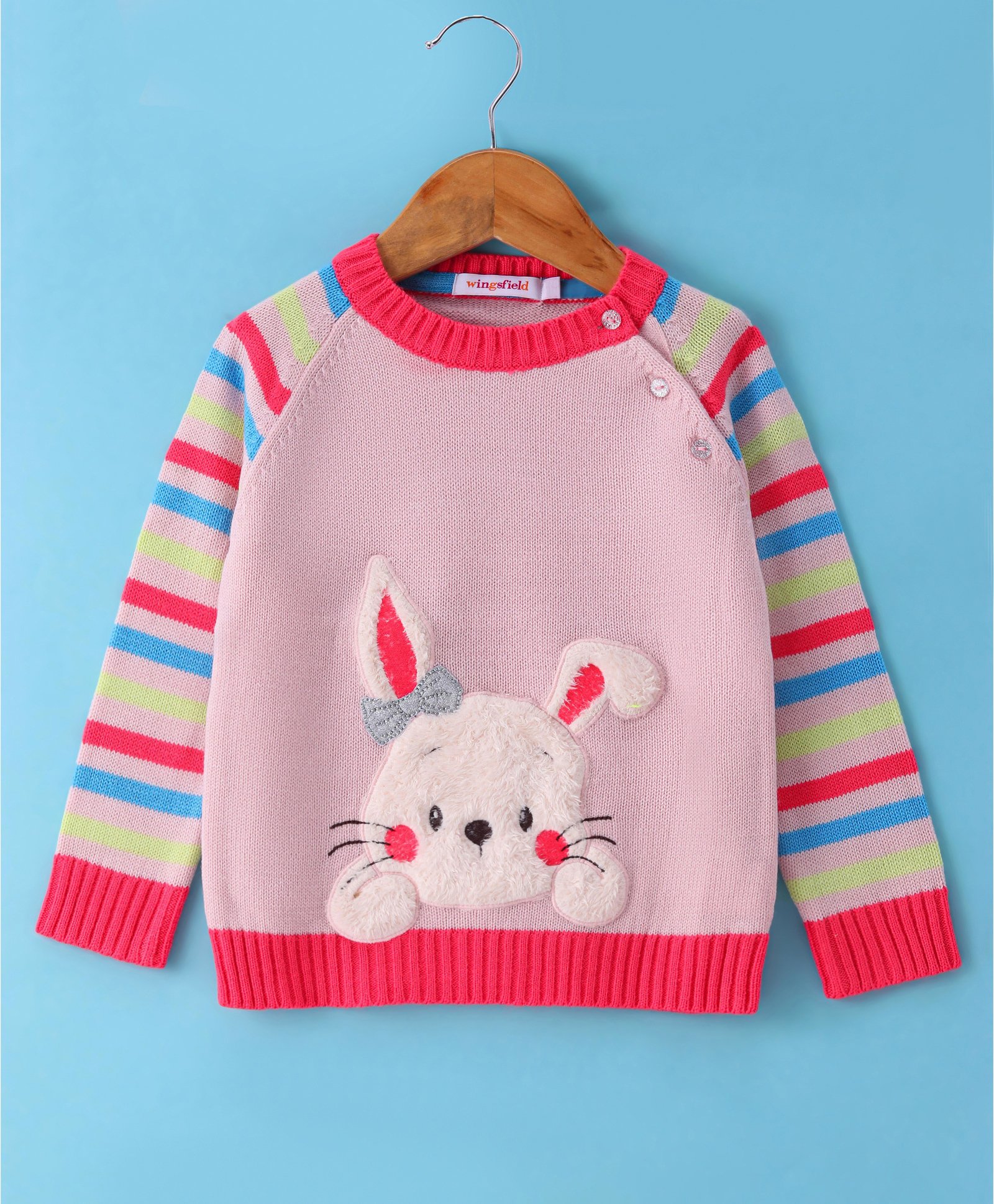 Wingsfield Full Sleeves Animal Embroidered Sweater - Pink-image-33