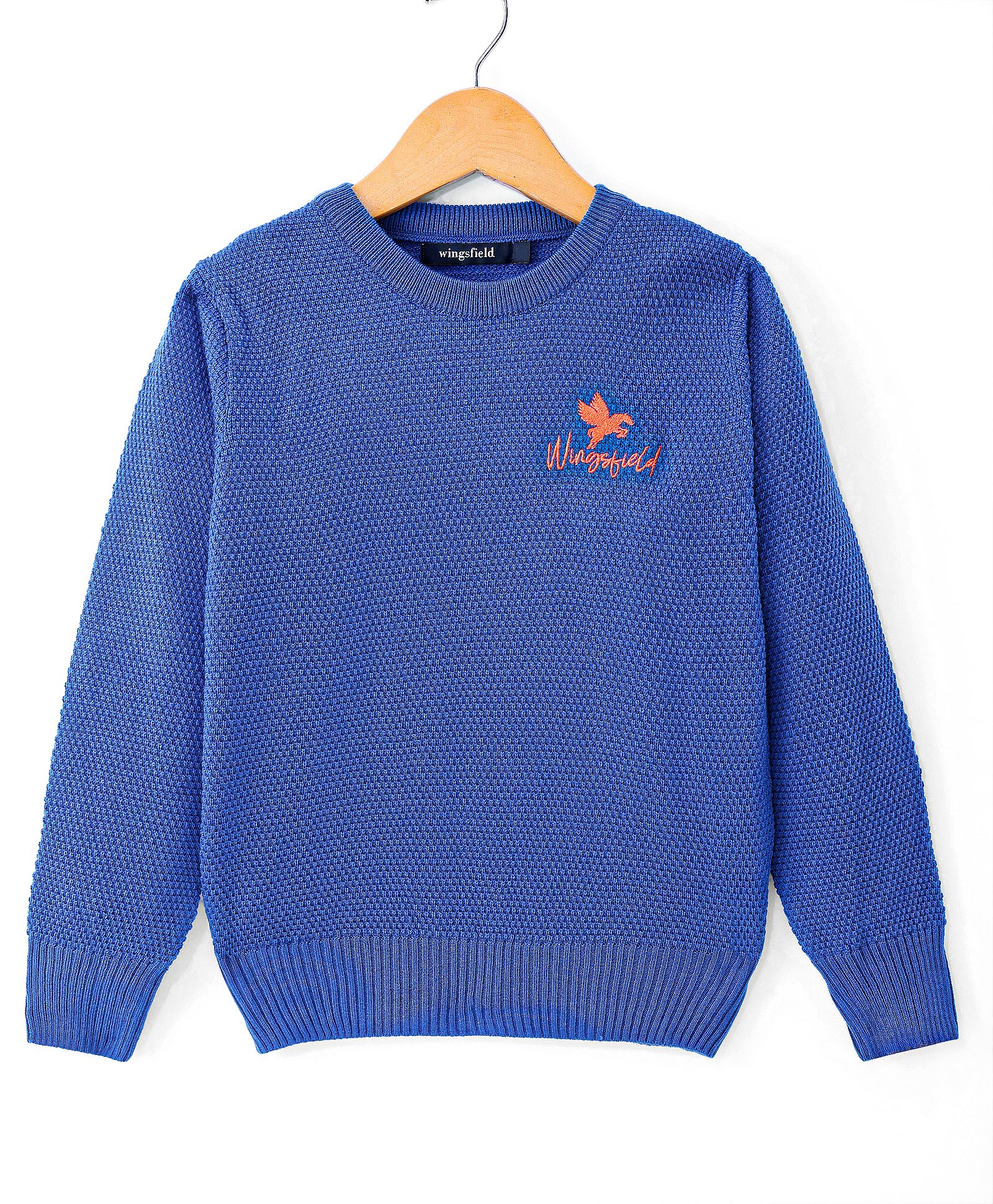Wingsfield Full Sleeves Brand Name Embroidered  Pullover - Blue-image-2