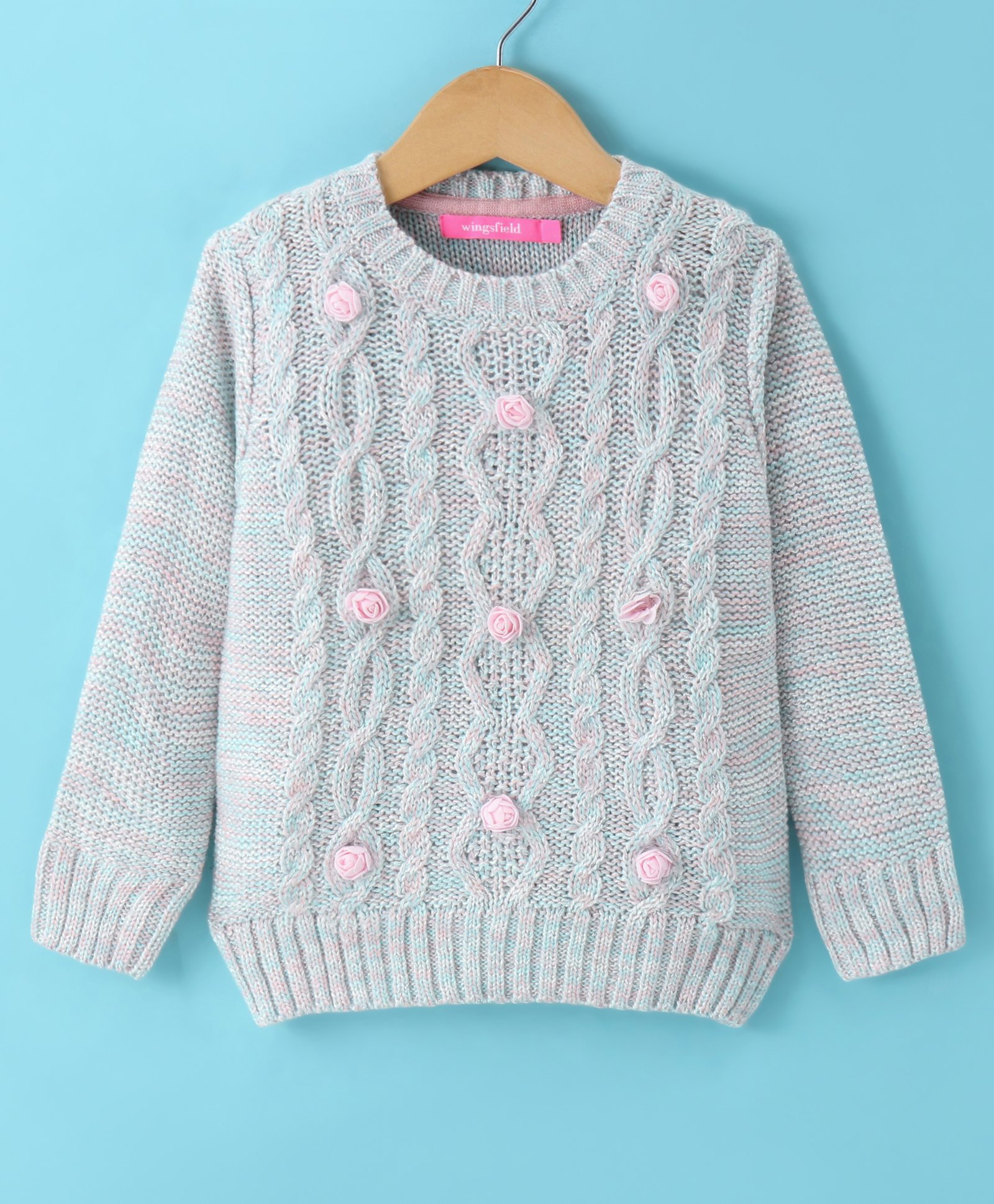 Wingsfield Full Sleeves Self Designed Floral Applique Sweater - Multi Colour-picture-21