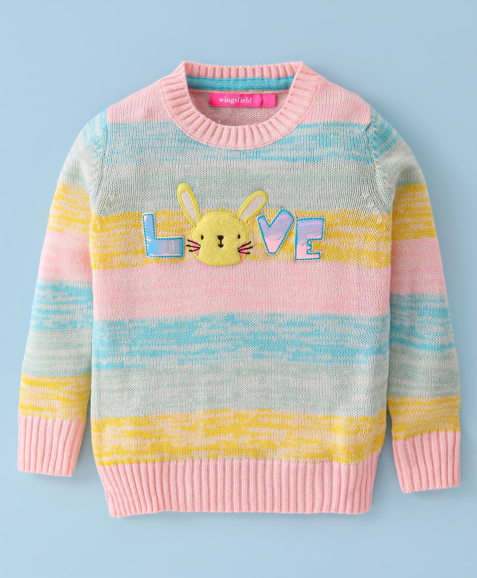 Wingsfield Full Sleeves Love Text Embroidered Sweater - Multi Colour-picture-36