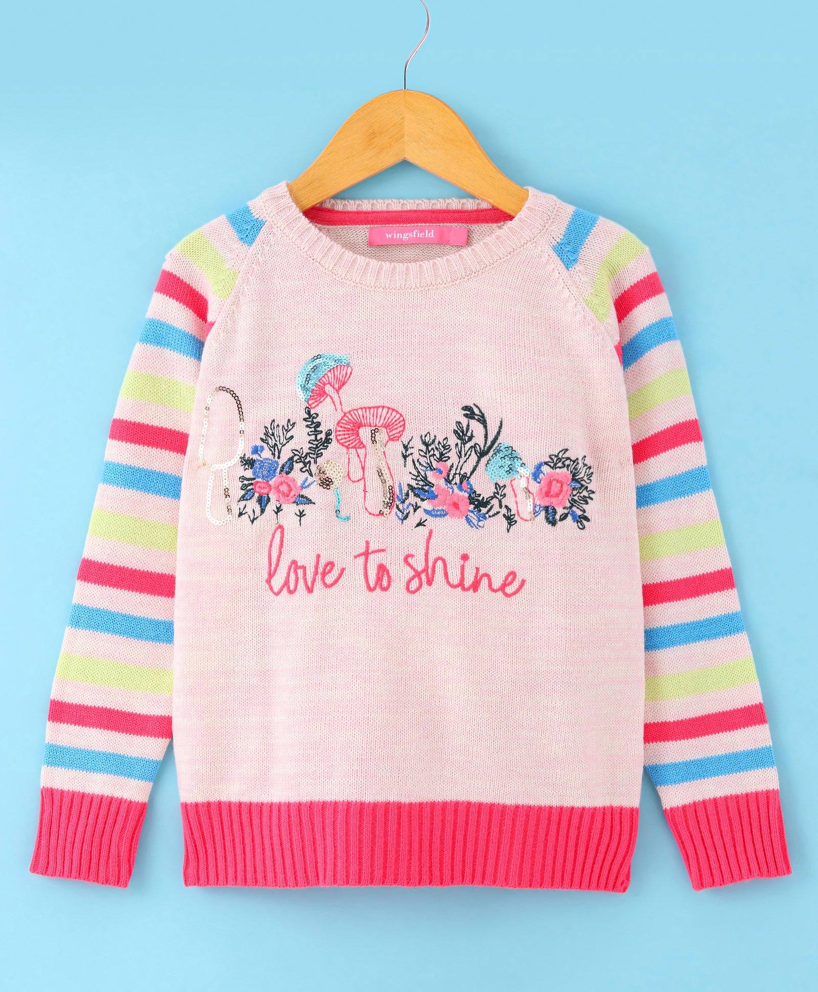 Wingsfield Full Sleeves Floral Embroidered & Sequin Embellished Sweater - Multi Colour-picture-27