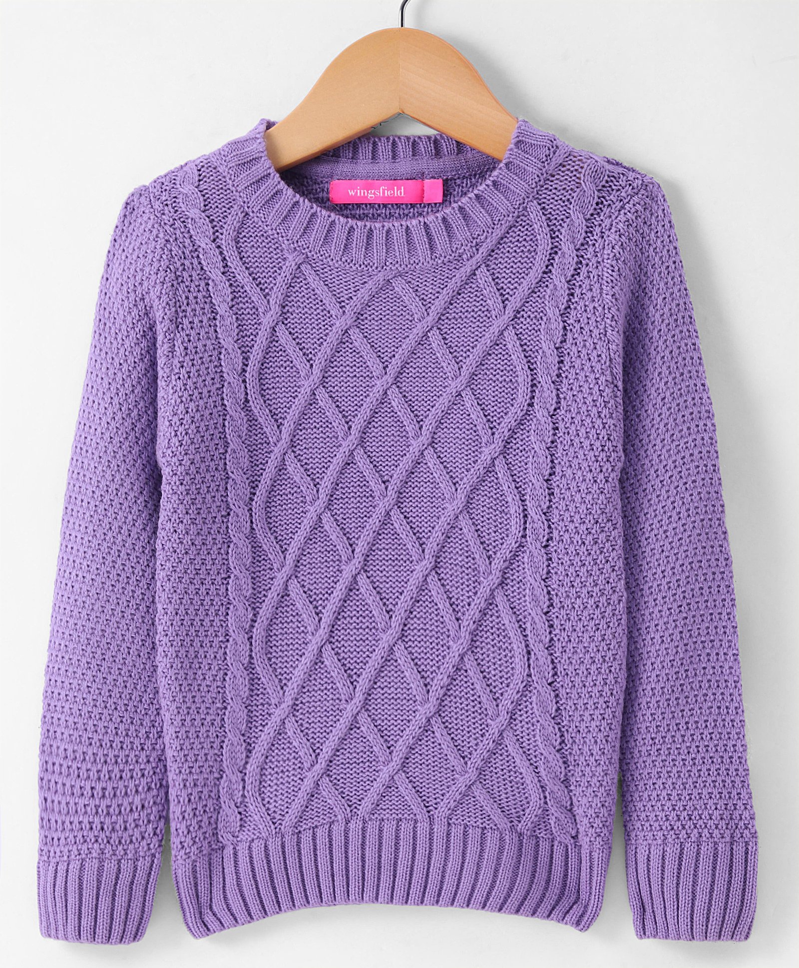Wingsfield Full Sleeves Cable Knit Designed Pullover - Purple-picture-17