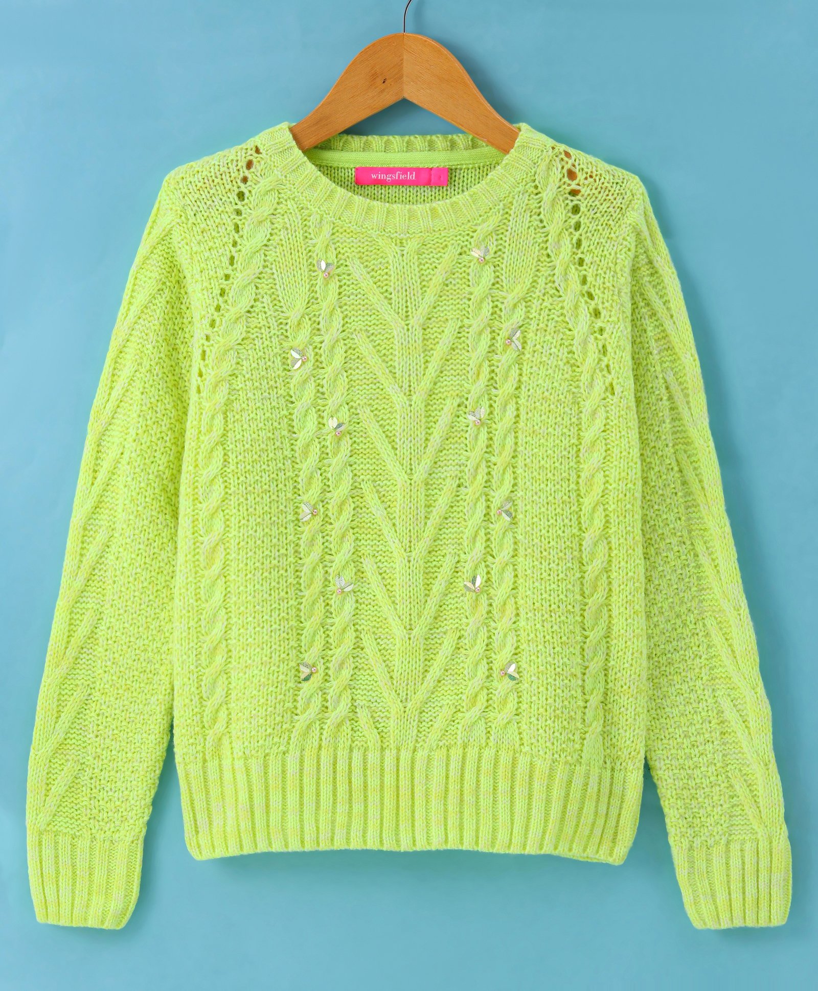 Wingsfield Full Sleeves Self Designed Pullover - Yellow-picture-28