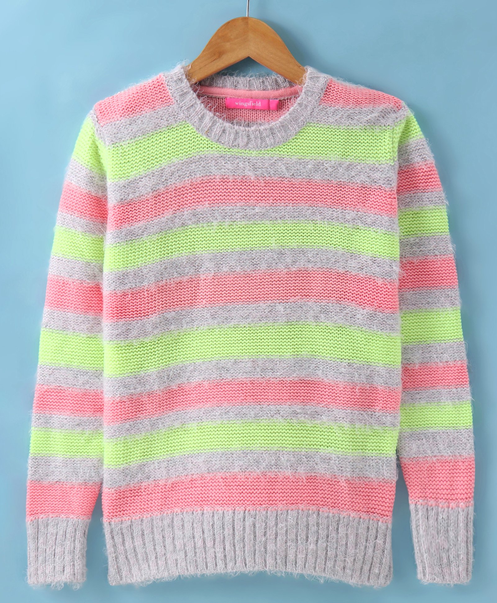 Wingsfield Full Sleeves Striped Self Knit Sweater - Multi Colour-picture-30