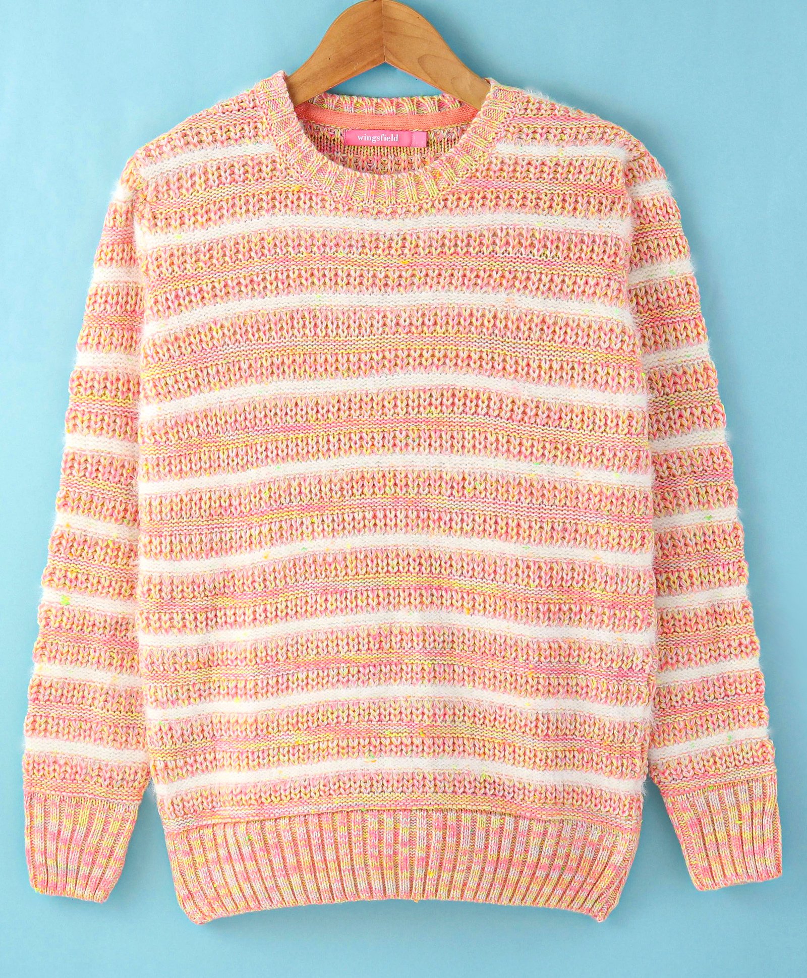 Wingsfield Full Sleeves Cable Knit Designed Sweater - Orange-picture-23