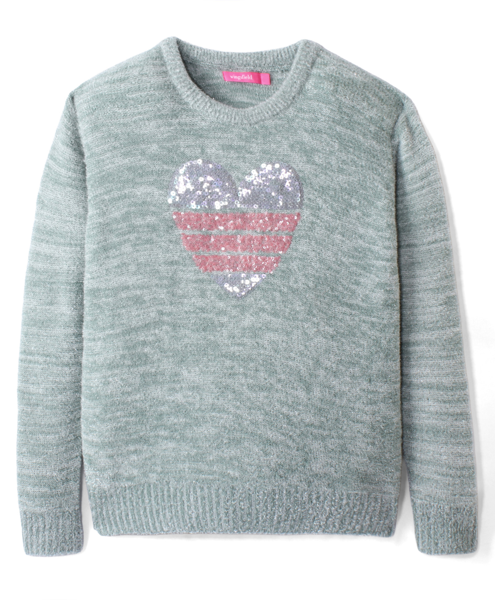 Wingsfield Full Sleeves Sequin Heart Embellished  Sweater - Grey-picture-16