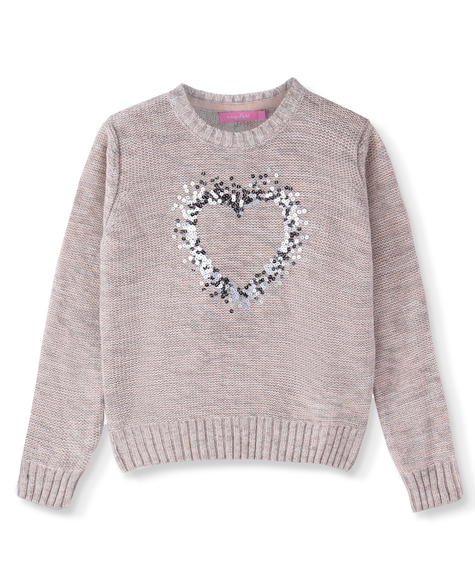 Wingsfield Full Sleeves Sequin Heart Embellished  Sweater - Grey-picture-25