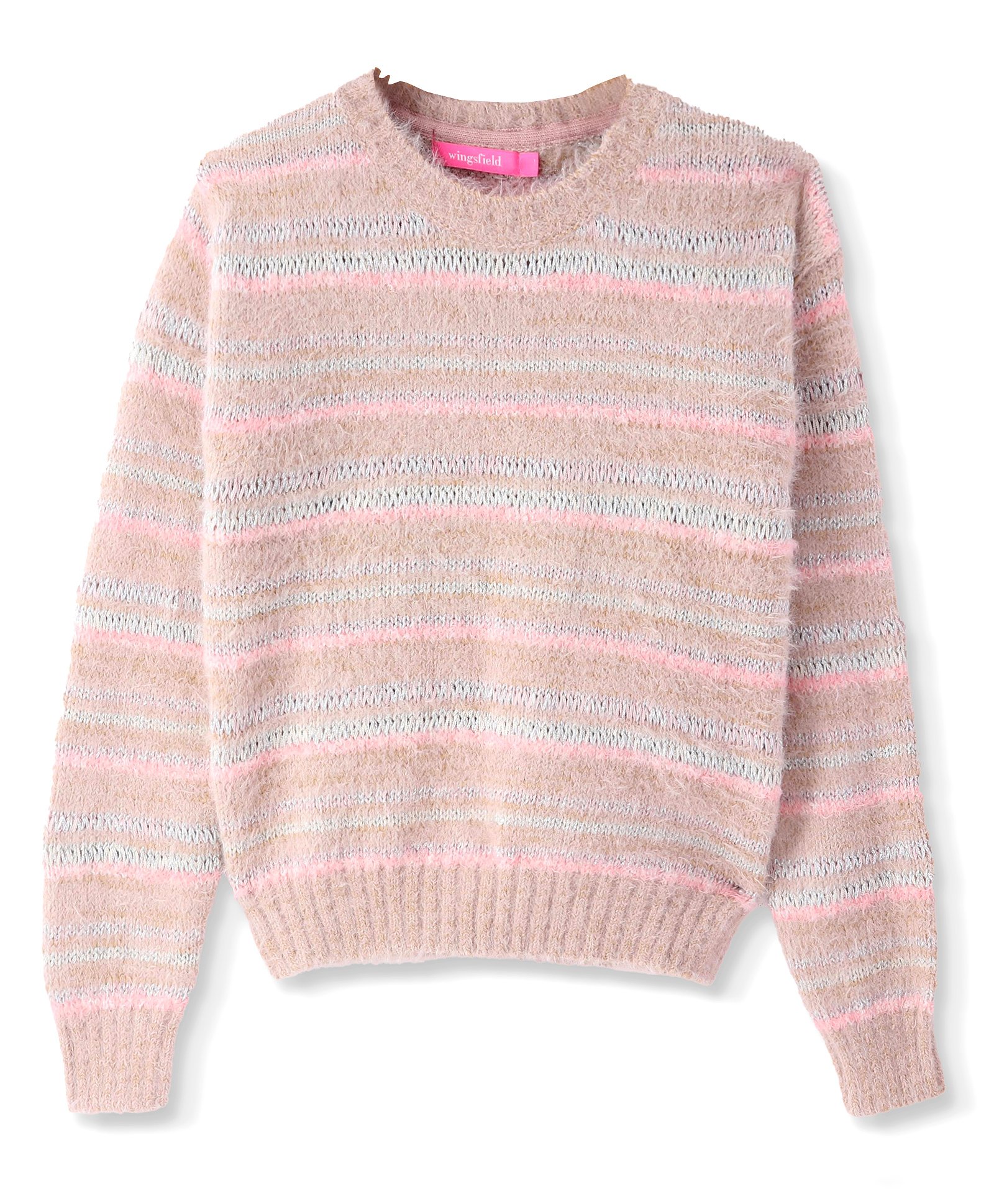 Wingsfield Full Sleeves Self Designed Striped  Sweater - Beige-picture-24