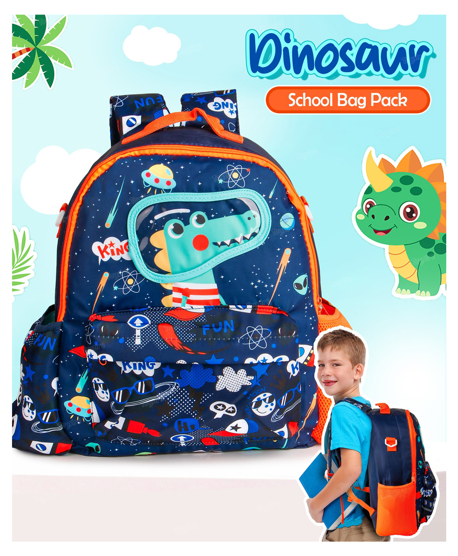 Toysire School Bag Lightweight & Breathable Multi-Purpose Preschool Backpack Height -15.35 Inches-image-27