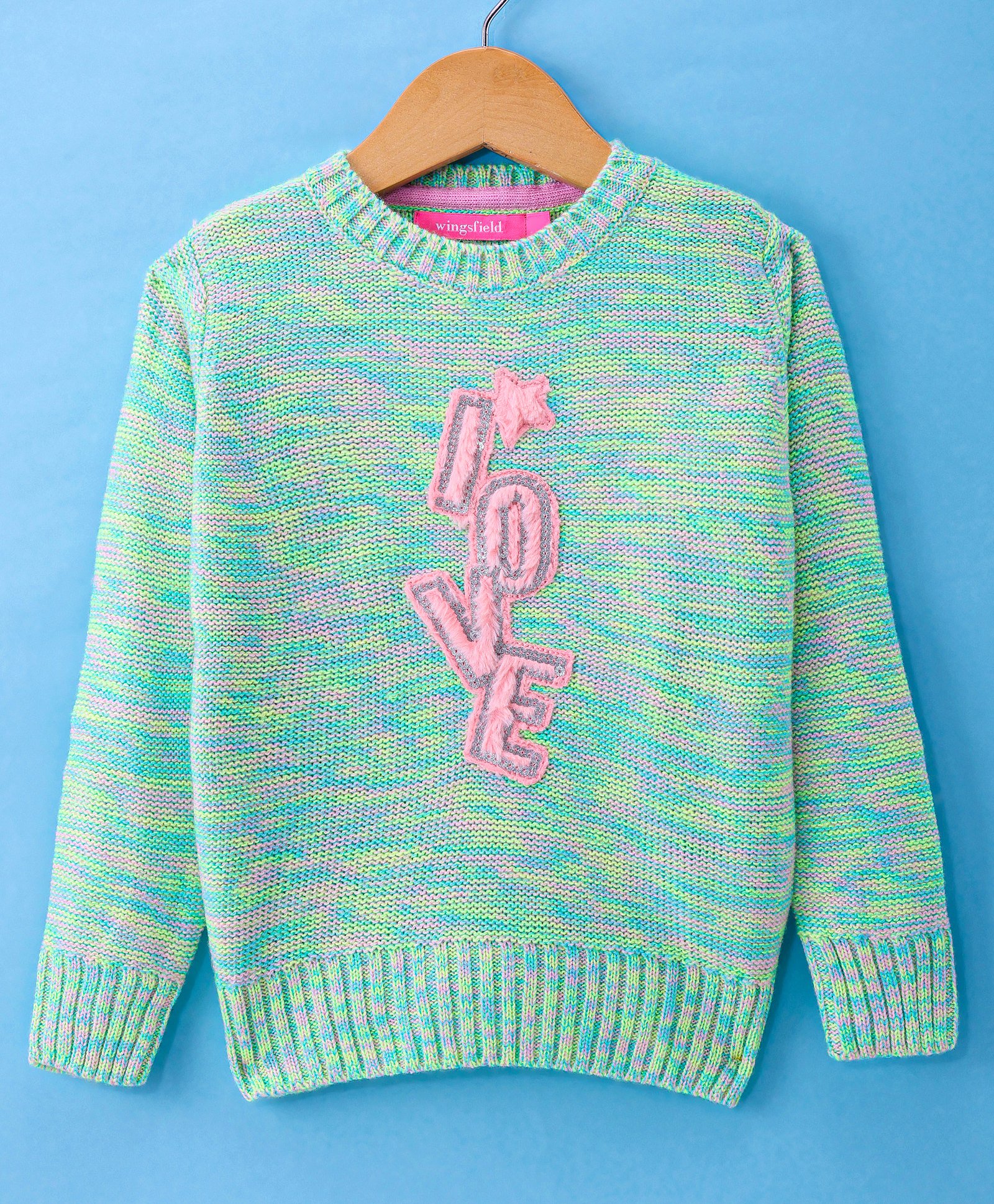 Wingsfield Full Sleeves Striped TypographyTextured Pullover - Green-picture-15
