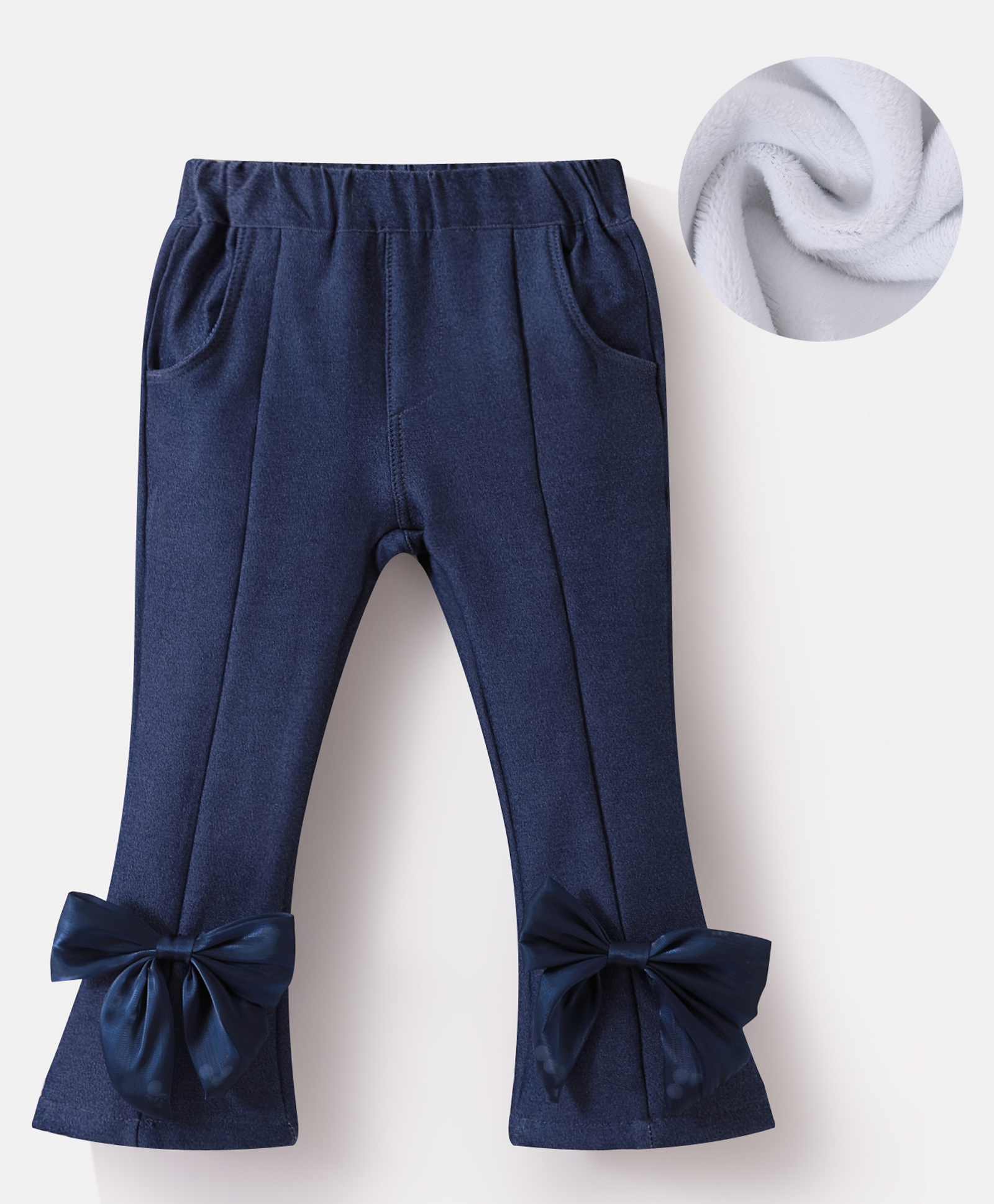 Kookie Kids Full Length Lounge Pant with Bow Applique - Navy Blue-image-29