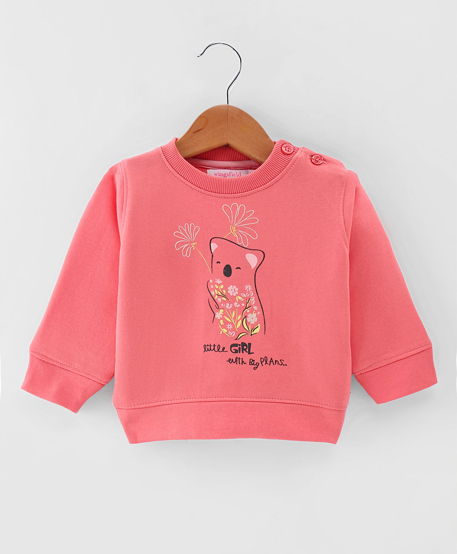 Wingsfield Full Sleeves Animal Embroidered Sweatshirt - Peach-image-37