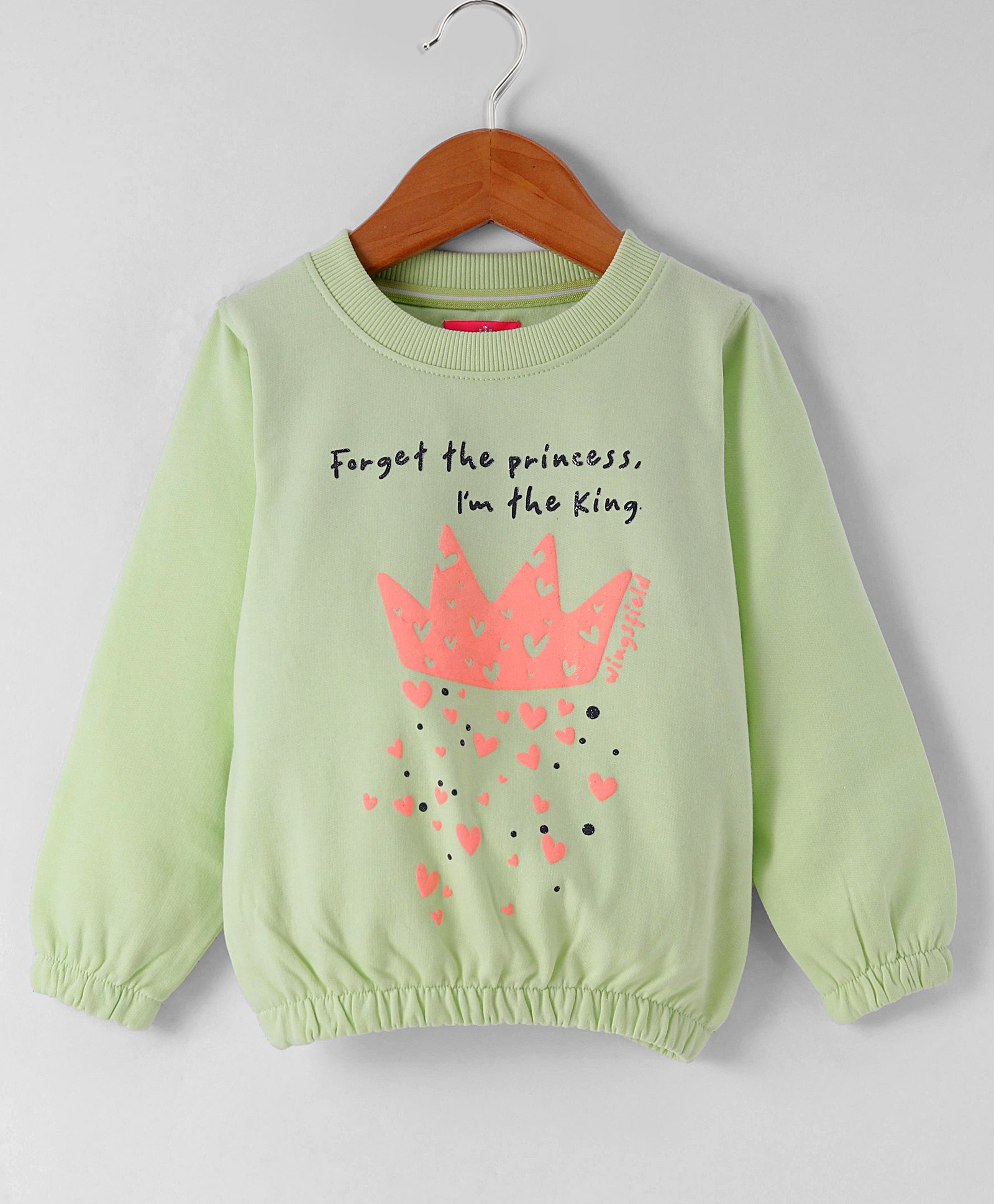 Wingsfield Full Sleeves Crown & Hearts Printed  Sweatshirt - Green-picture-10