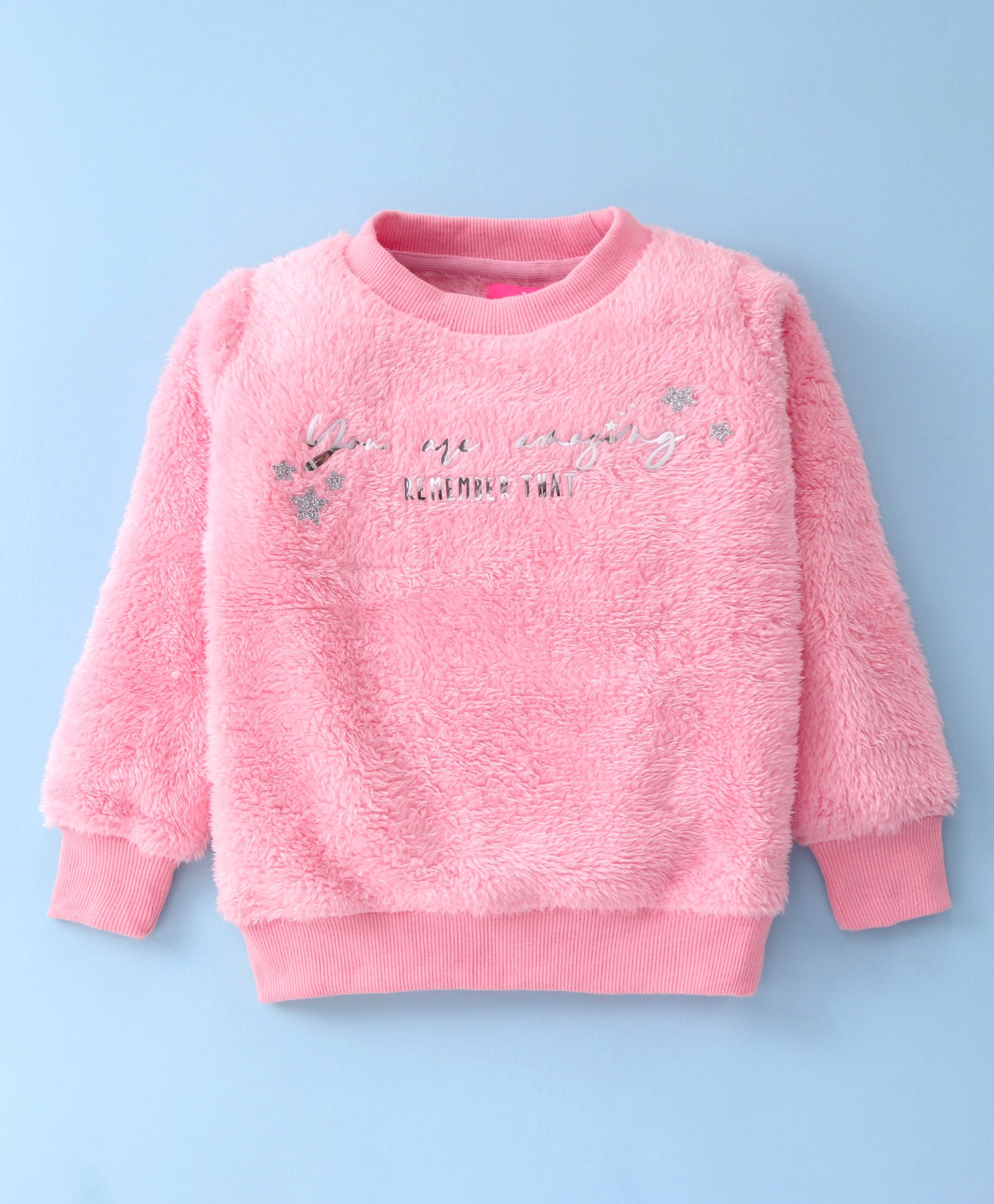 Wingsfield Full Sleeves Textured Typography Printed Sweatshirt - Pink-picture-13