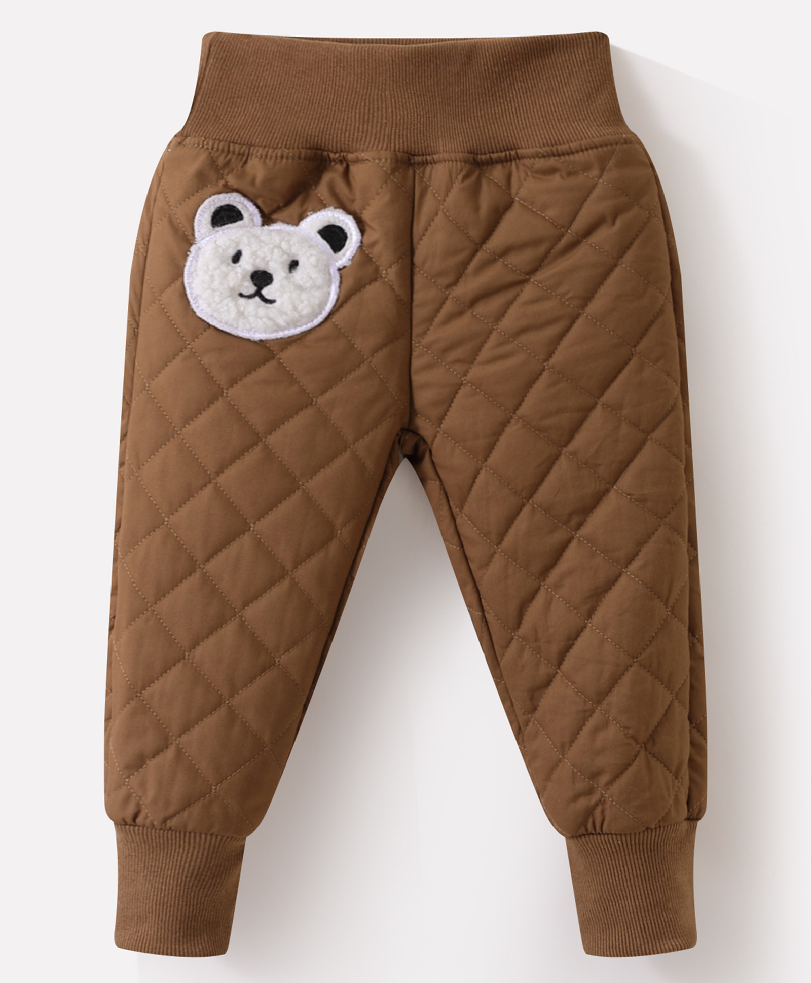 Kookie Kids Full Length Lounge Pants with Bear Embroidery - Brown-image-46