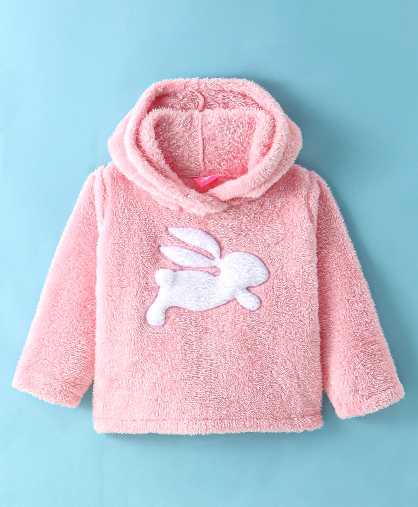 Wingsfield Full Sleeves Animal Embroidered Textured Hooded Sweatshirt - Pink-image-41