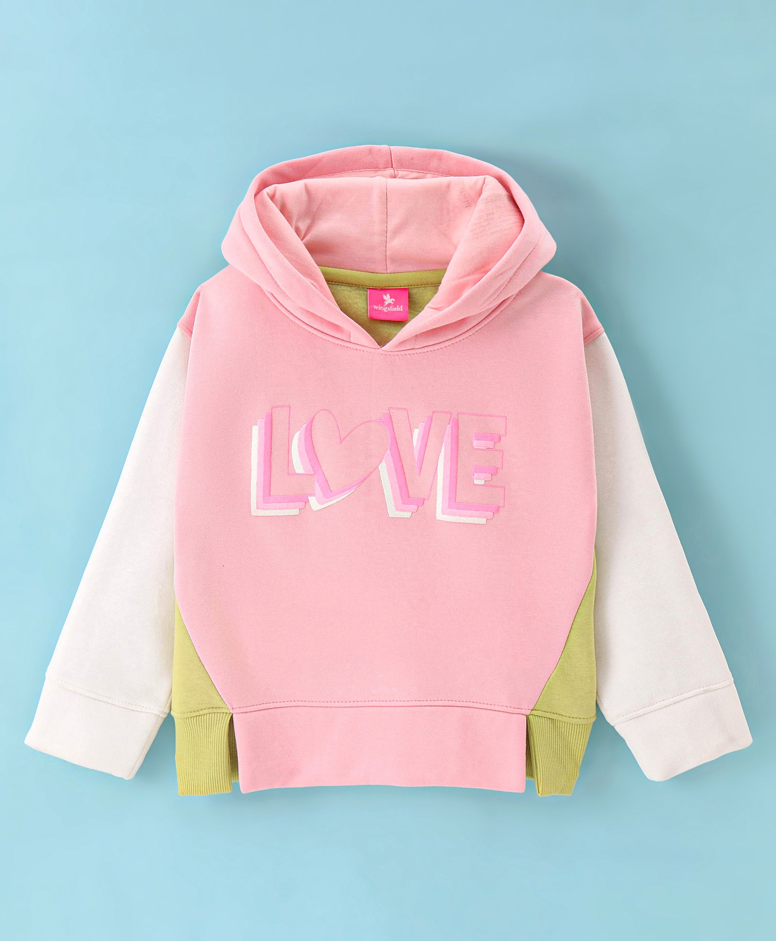 Wingsfield Full Sleeves Typography Printed Colour Blocked Hooded Sweatshirt - Pink-picture-15