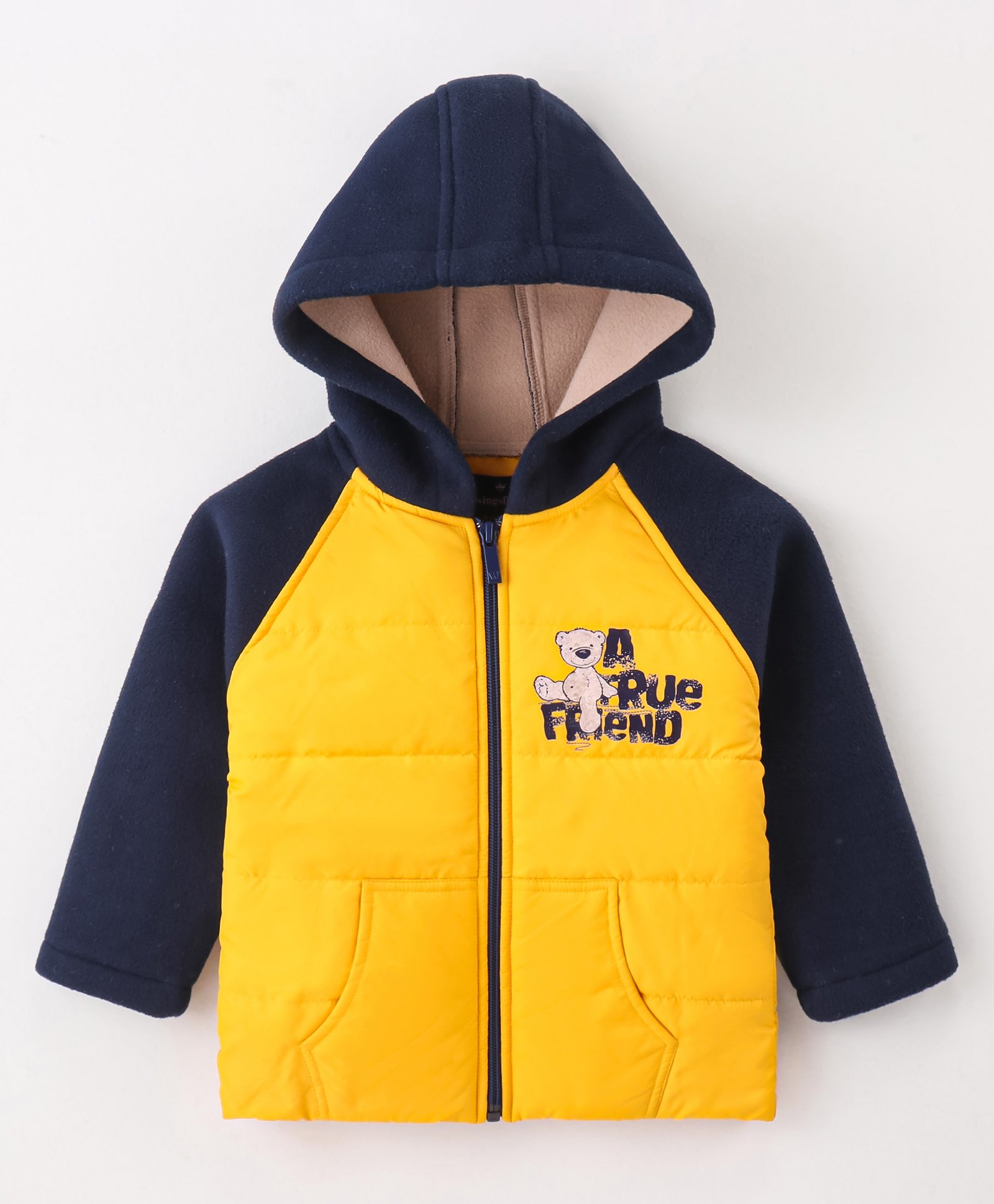 Wingsfield Full Sleeves Typography Printed Hooded Jacket - Yellow-picture-18