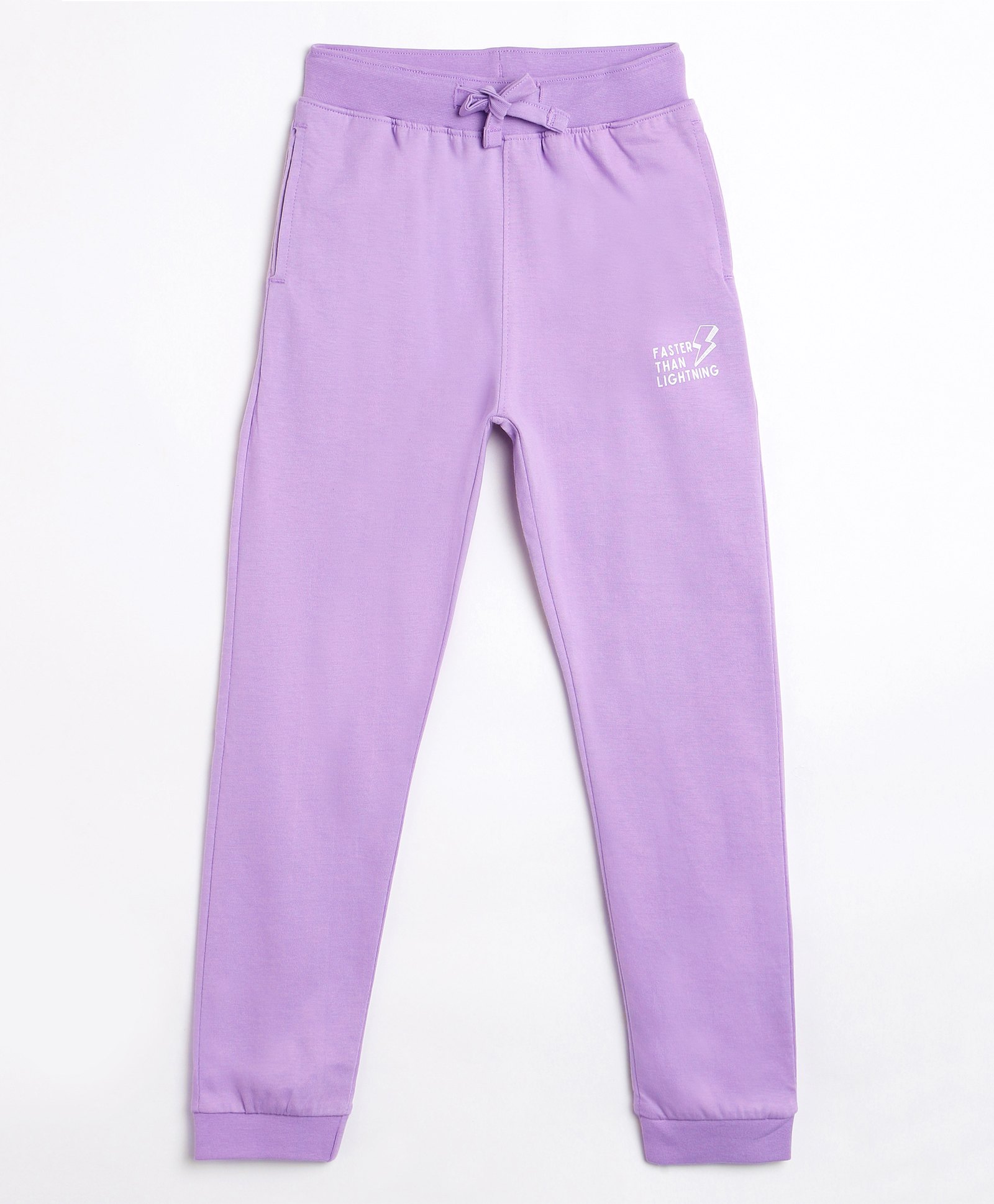 Campana 100% Cotton Lightning Printed Joggers - Purple-image-1