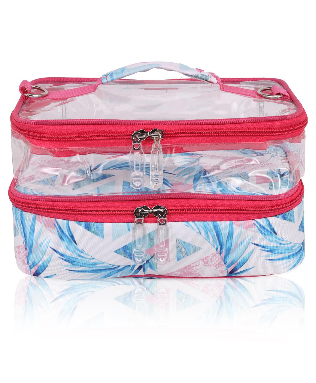 Echo Boomers Flower Printed Large Double-Decker Insulated Lunch Bag with Multi-Compartment Zipper Pockets-image-17