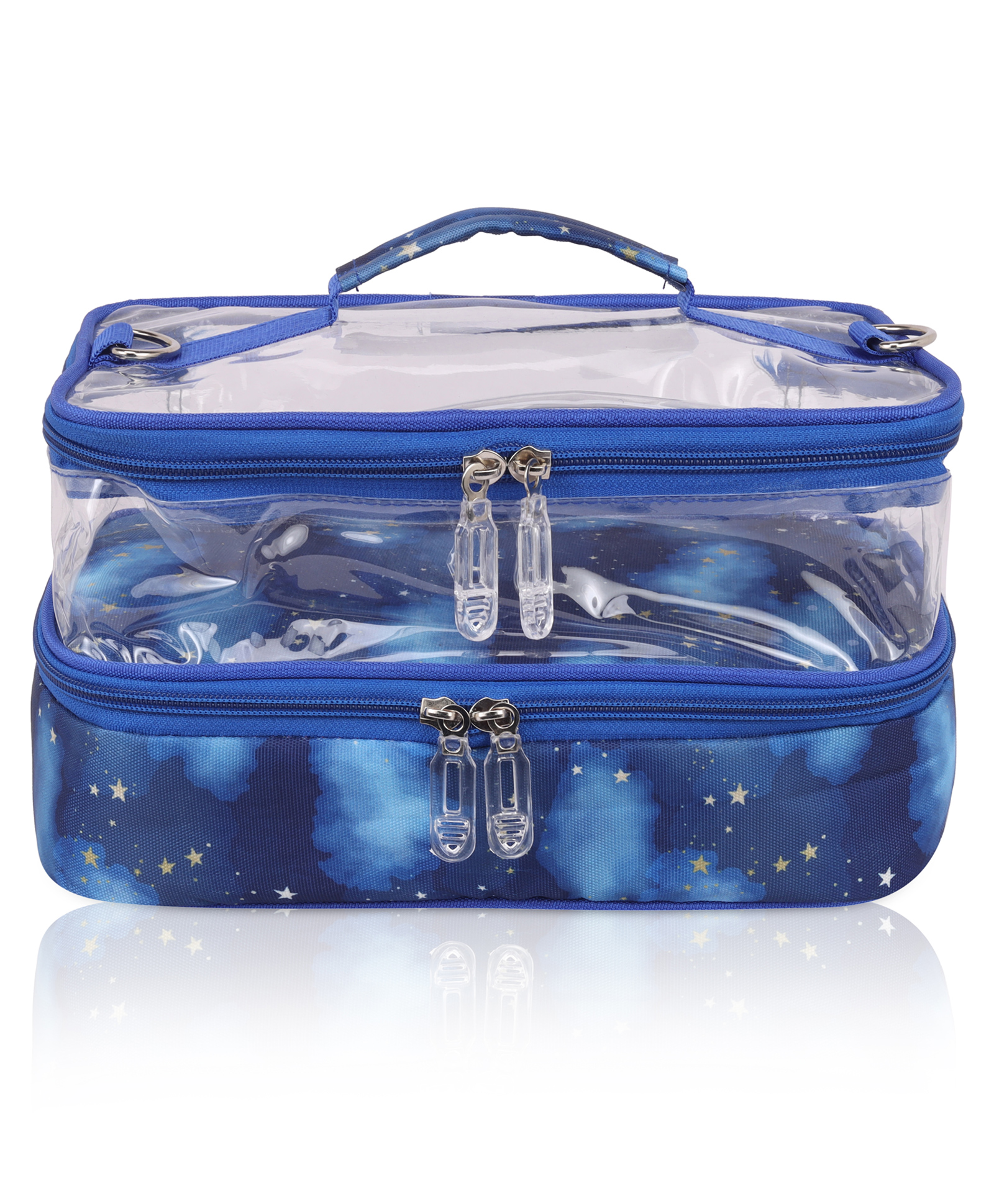 Echo Boomers Space Large Print Double-Decker Insulated Lunch Bag with Multi-Zipper Pockets-image-19