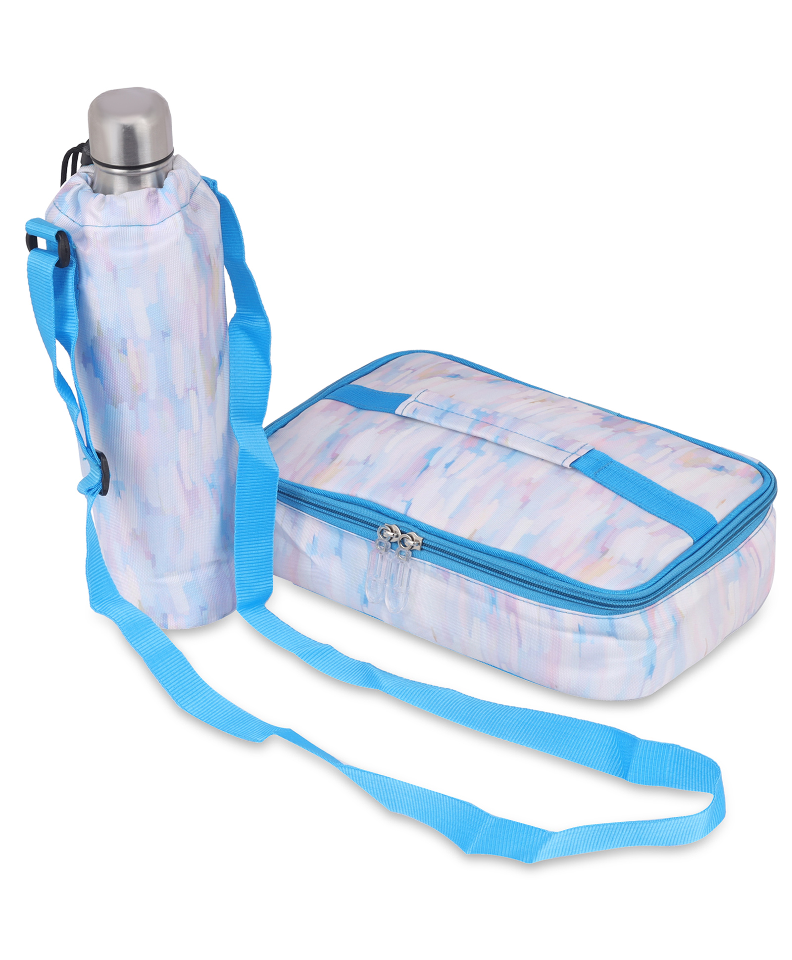 Echo Boomers Solid  Small Insulated Lunch Bag with Mesh Compartment & Water Bottle - Sky Blue-image-31