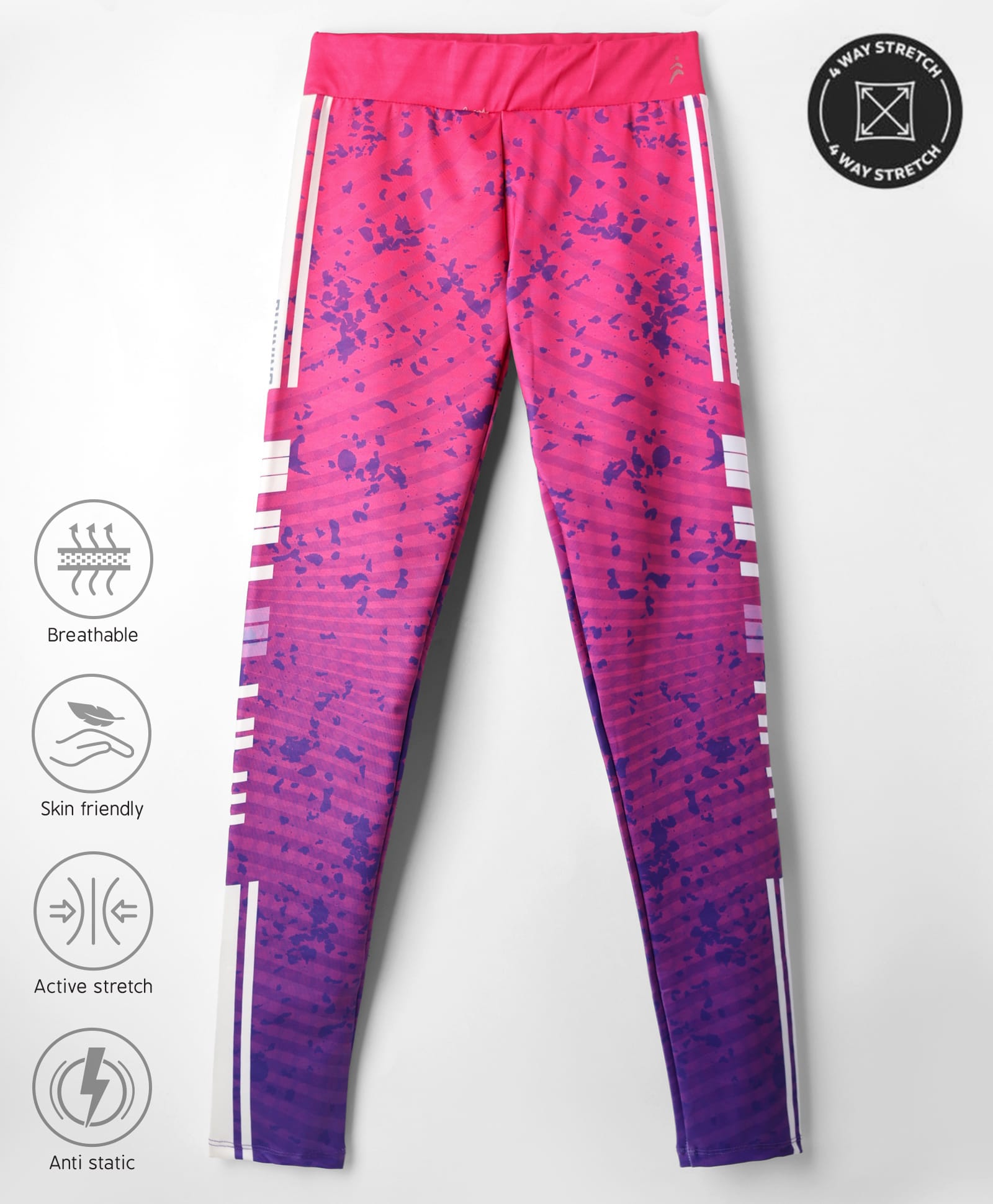 Pine Active Full Length Super Stretch Abstract Printed Leggings - Pink-picture-34