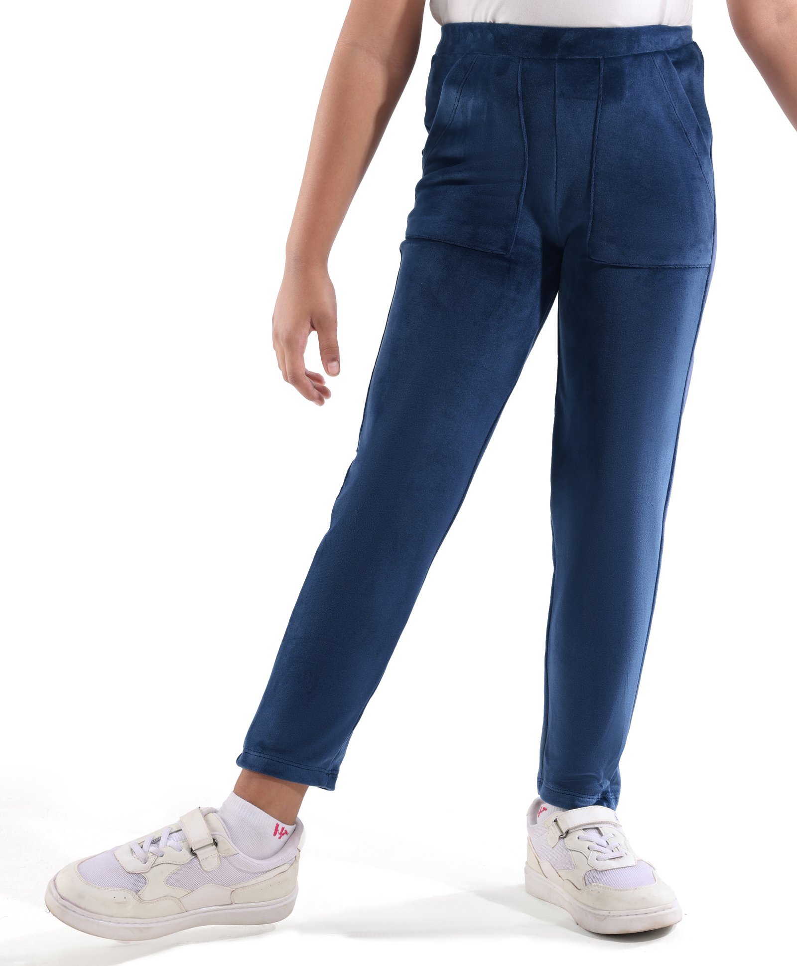 Honeyhap Premium Velour  Knit With Bio Finish Full Length Leggings Solid Colour - Navy Blue-image-24