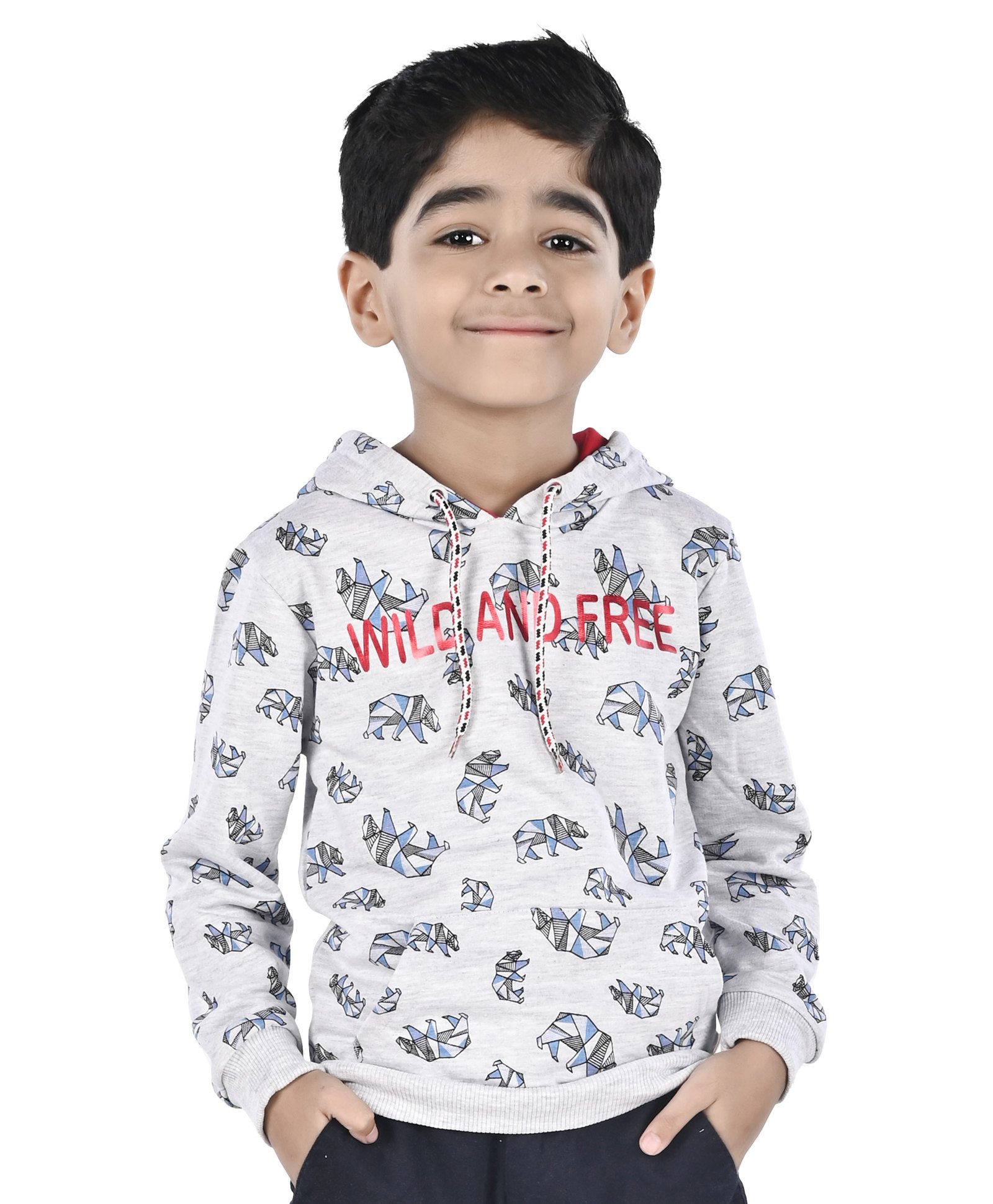 3PIN Cotton Full Sleeves Animal Printed Hooded Sweatshirt - Beige-image-20