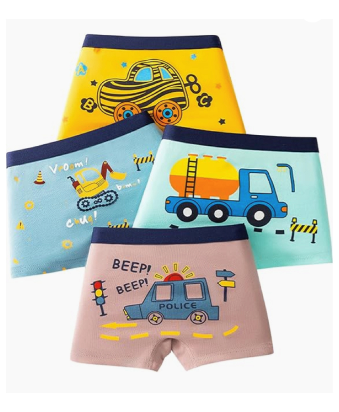 ZQBIEE Pack Of 4 Vehicles Theme Printed Skin Friendly Boxers - Multi Colour-picture-21
