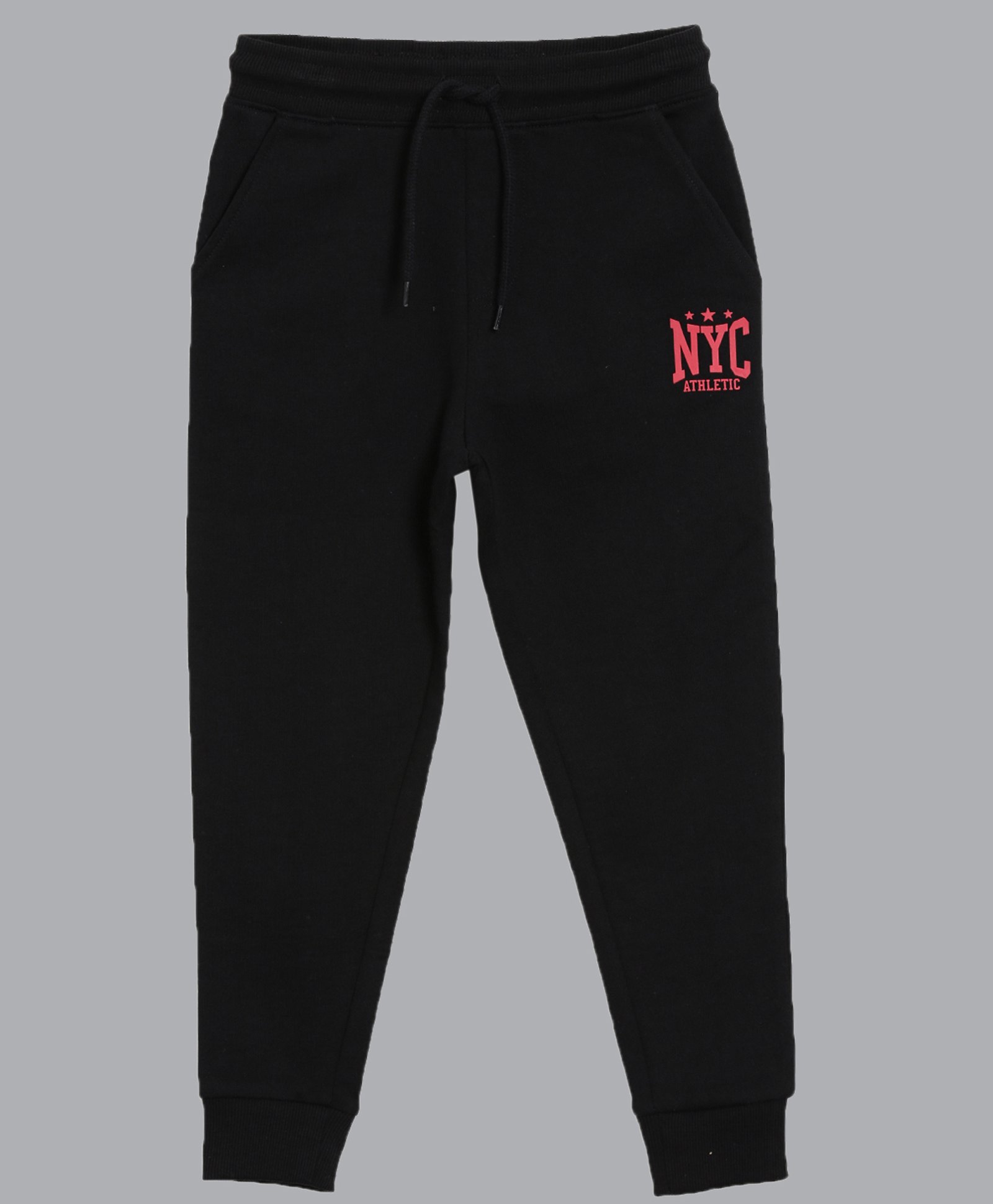 3PIN Cotton NYC Athletic Text Printed Full Length Joggers - Black-picture-35
