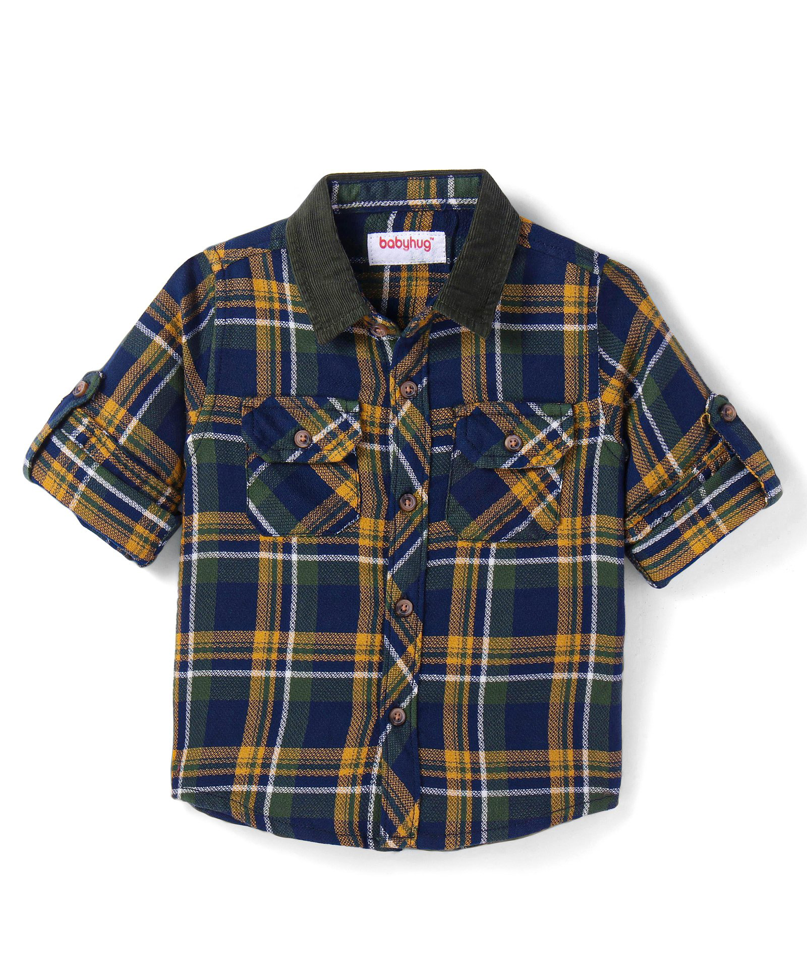 Babyhug Cotton Woven Full Sleeves Checkered Shirt - Navy Blue-picture-17
