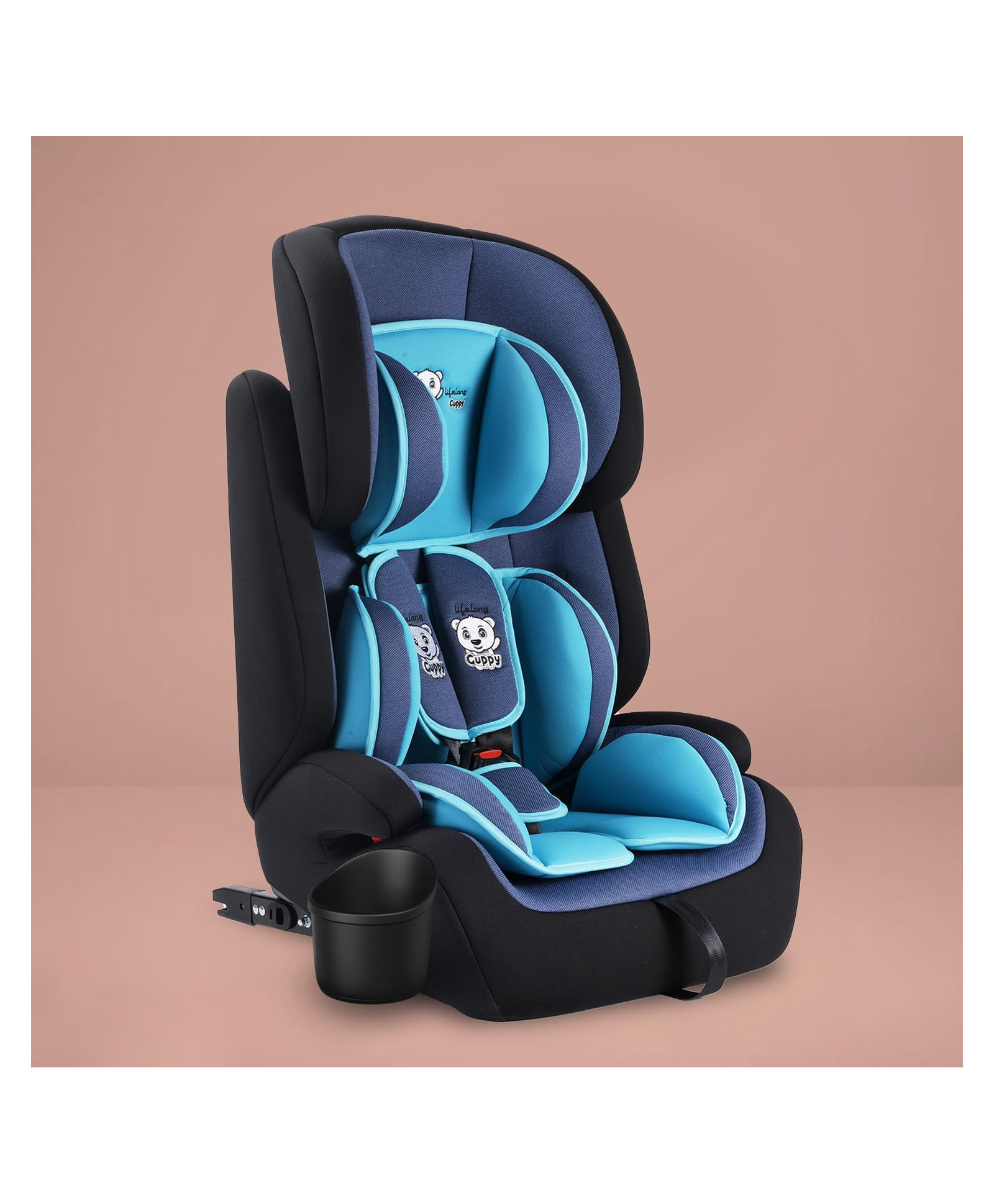 Lifelong Convertible with Isofix 3 Position Recline Headrest Adjustable Safety Belt Baby Seat Car - Blue & Grey-picture-13