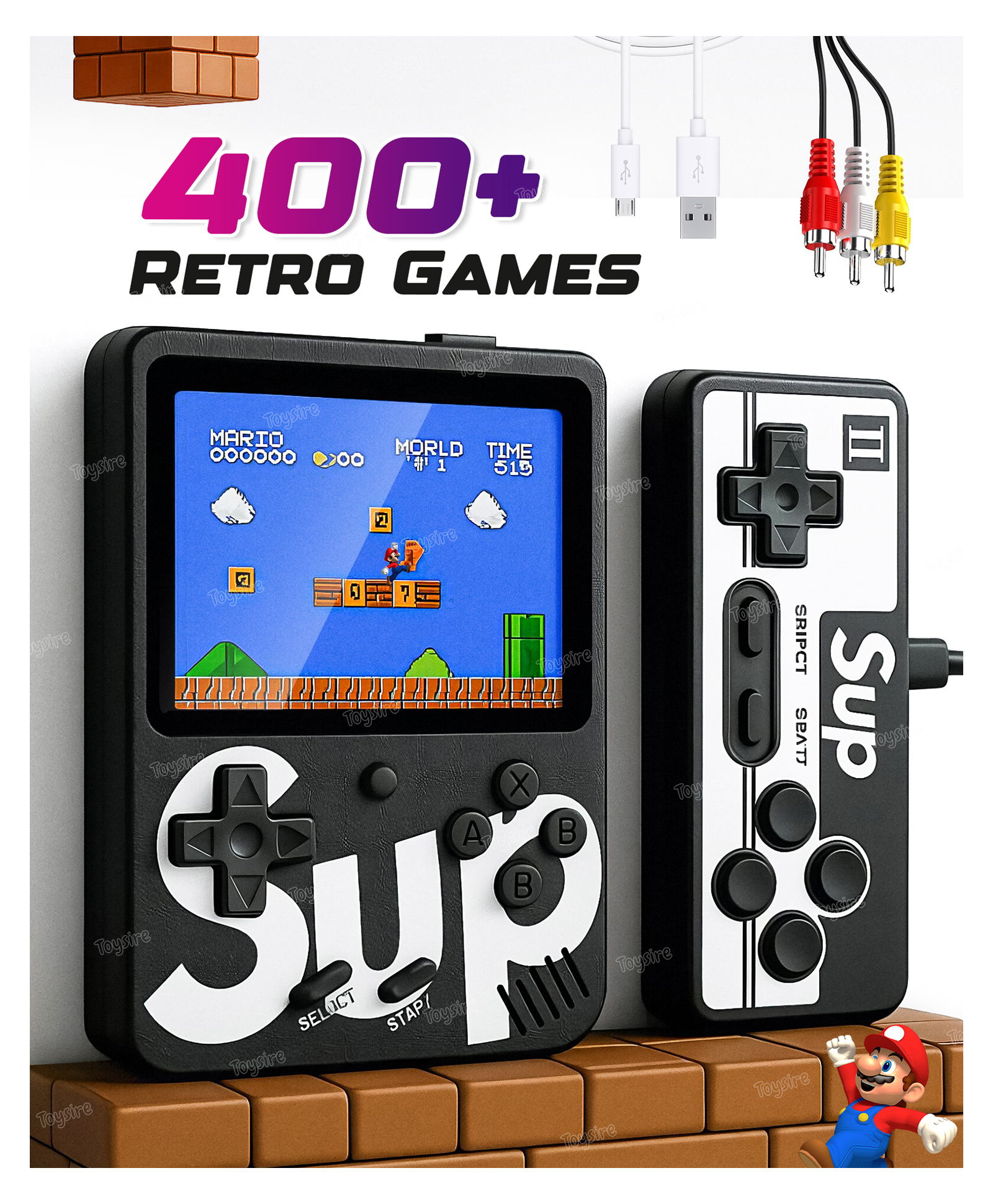 fiddlerz Toysire Game Box Rechargeable Console Led Screen Retro Classic Gaming Console - Black-picture-21