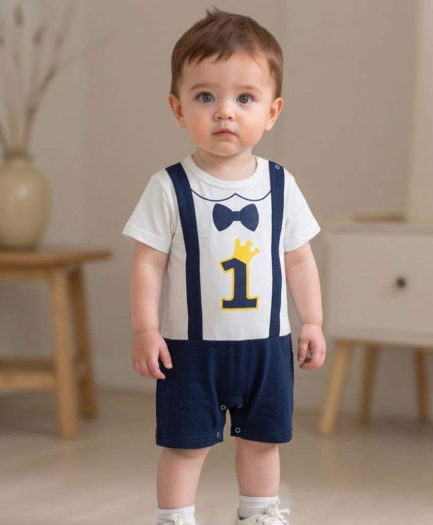 Babymoon 1st Rank First Birthday Romper Outfit Baby Photoshoot Props Costume Baby Gift Set - Blue-image-48