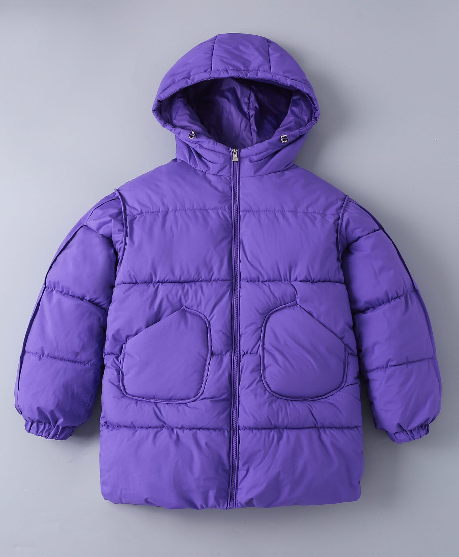 Kookie Kids Full Sleeves Front Open Padded Hooded Jacket with Quilted Design - Blue-picture-16