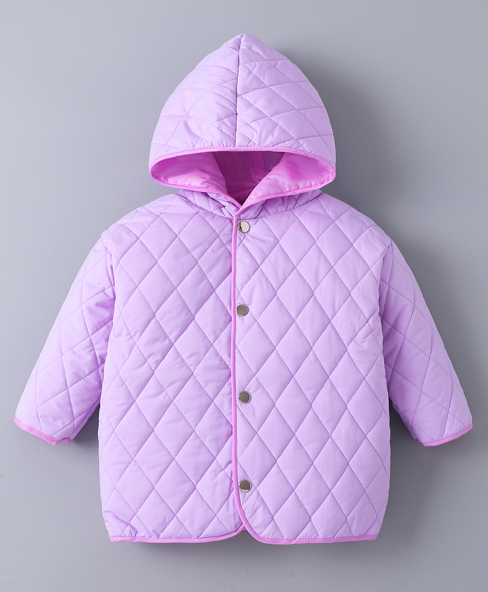 Kookie Kids Full Sleeves Padded Hooded Jacket with Solid Colour & Quilted Design - Lavender-image-12