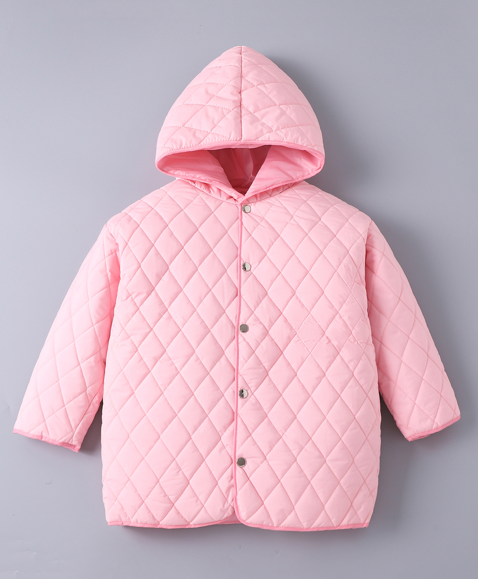 Kookie Kids Full Sleeves Padded Hooded Jacket with Solid Colour & Quilted Design - Pink-image-42