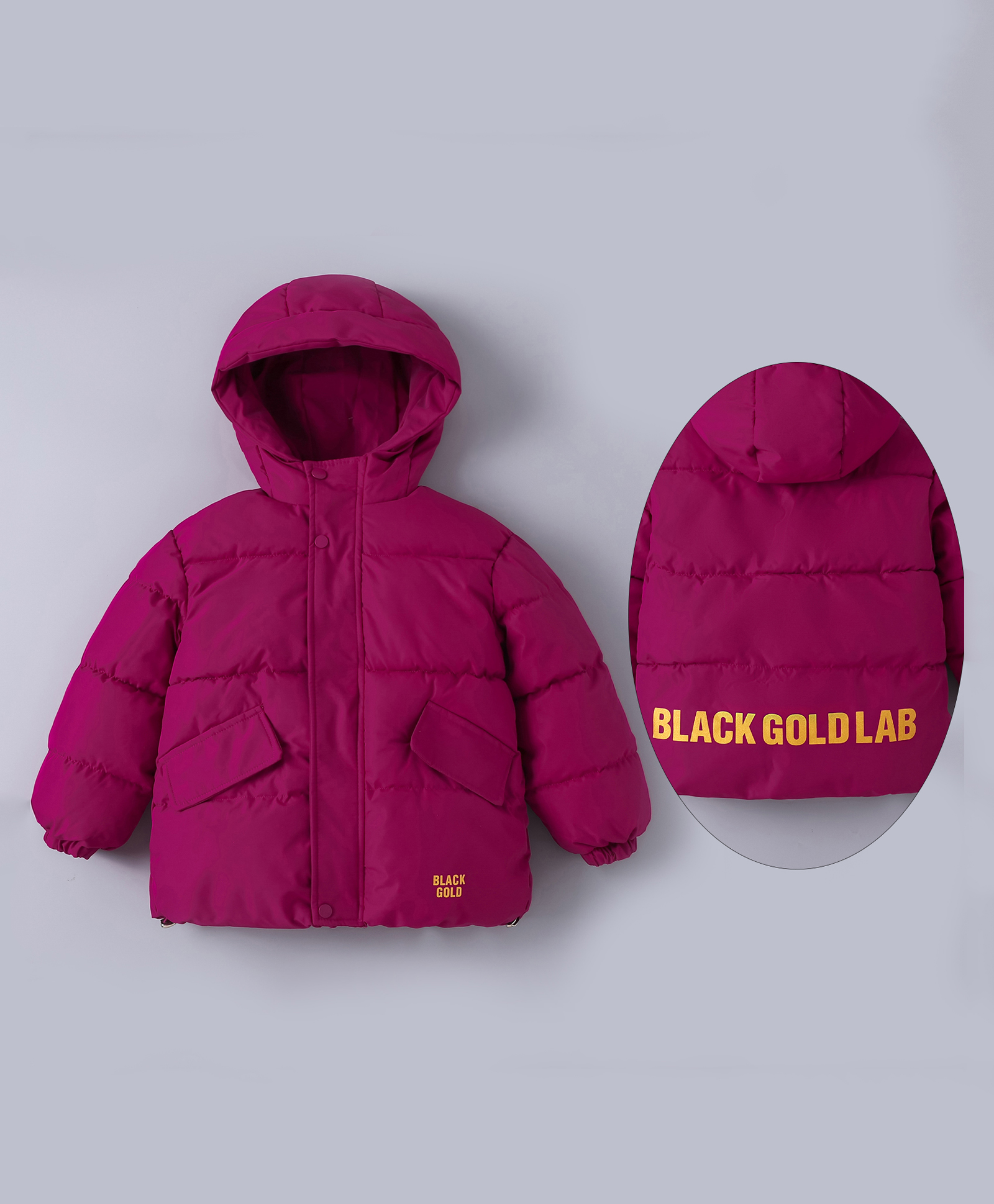 Kookie Kids Full Sleeves Front Open Padded Hooded Jacket with Quilted Design & Text Print - Dark Pink-picture-17
