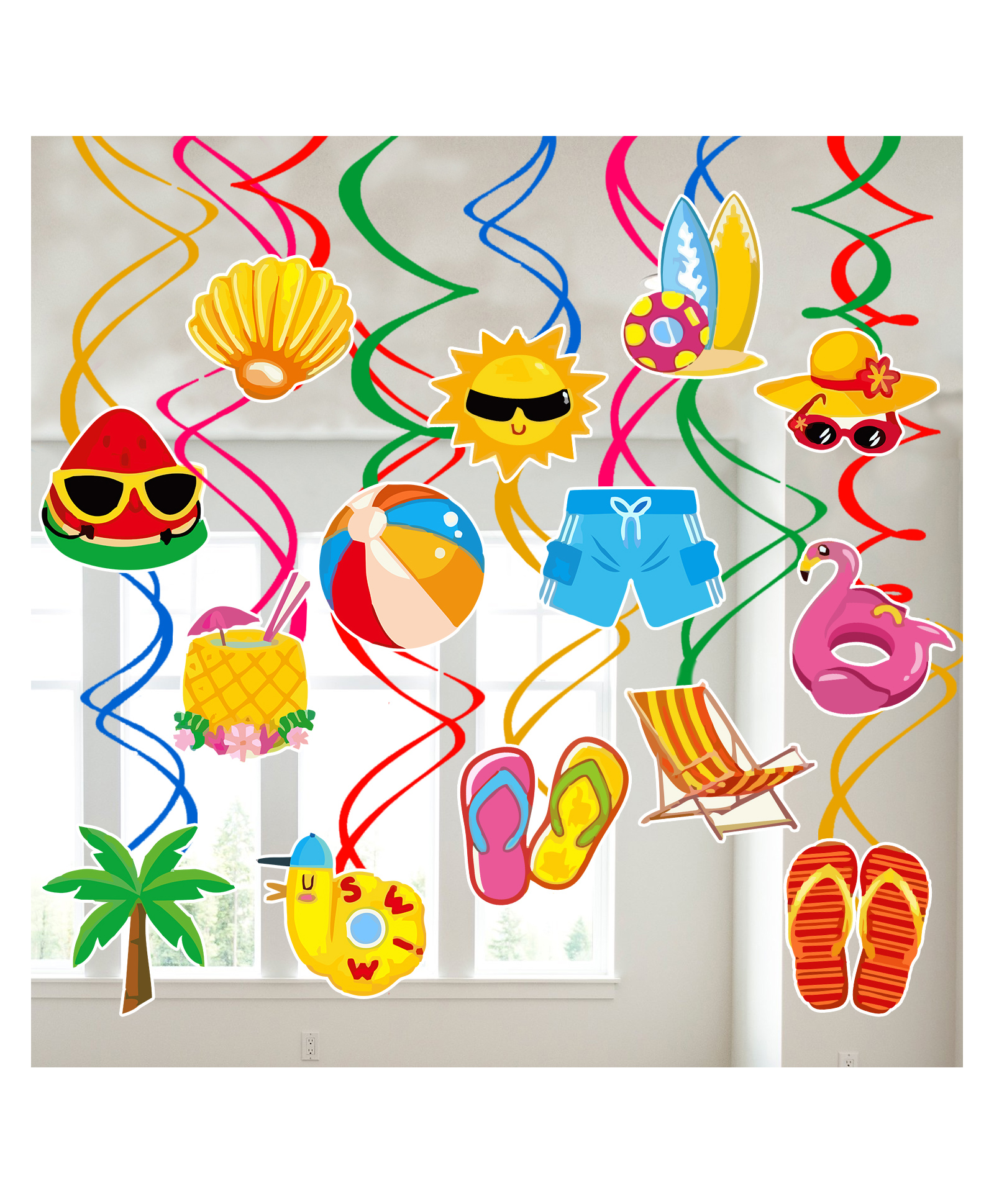 Zyozi Summer Party Decorations Colorful Hanging Swirls - Beach Party Decorations Swirls (Pack Of 14)-image-34
