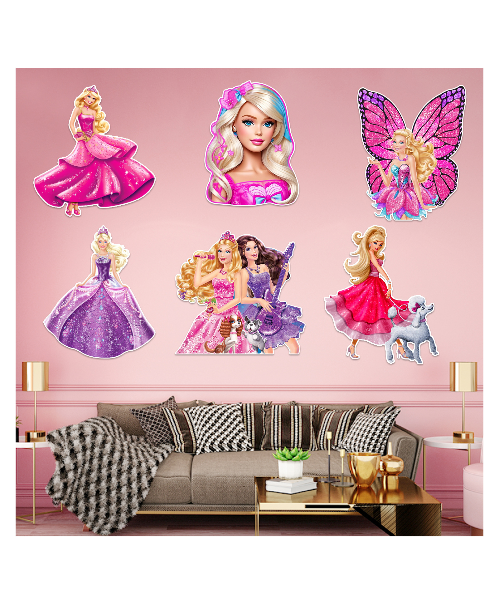 ZYOZI Barby Theme Birthday Decorations Cardstock Cutout, Birthday Party Kit, Pink (Pack of 7)