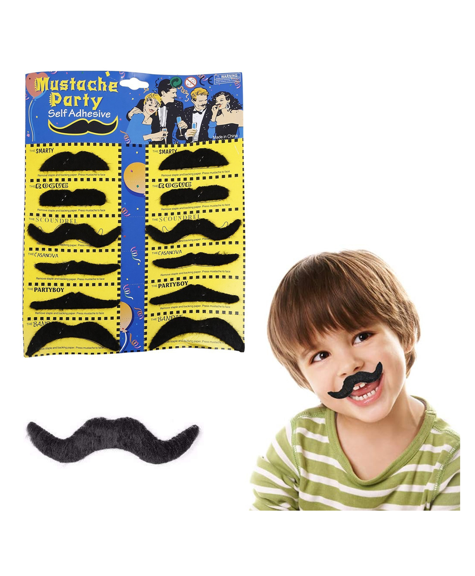 Zyozi 12 Pcs Fake Artificial Moustache, Fancy Costume Fake Moustaches Stickers Set -Birthday Party Supplies-picture-19